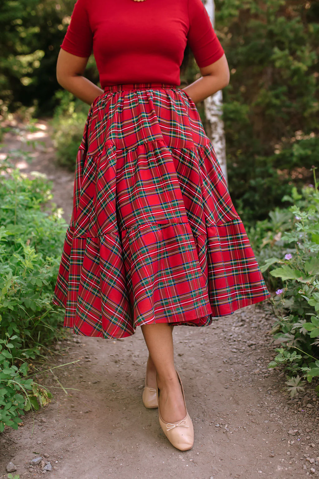 Madonna Skirt in Red Plaid - XNAUWBI