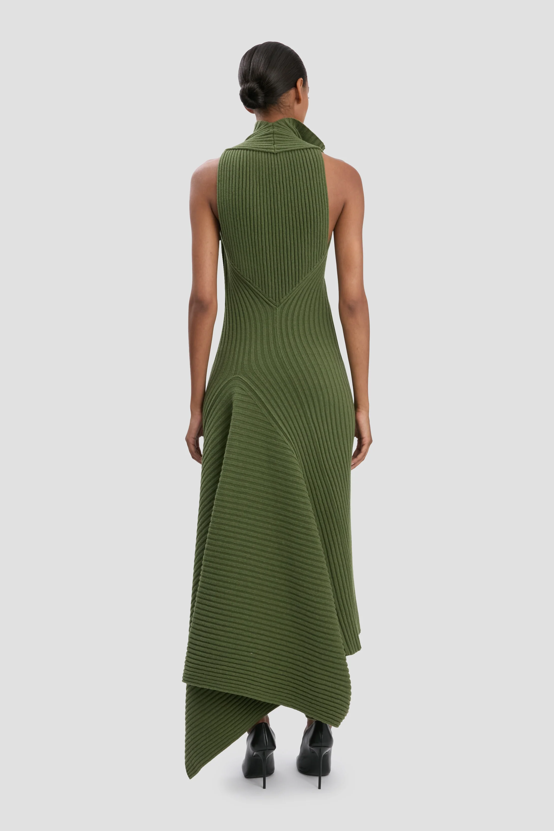 Draped Rib Midi Dress In Oregano - XNAUWBI
