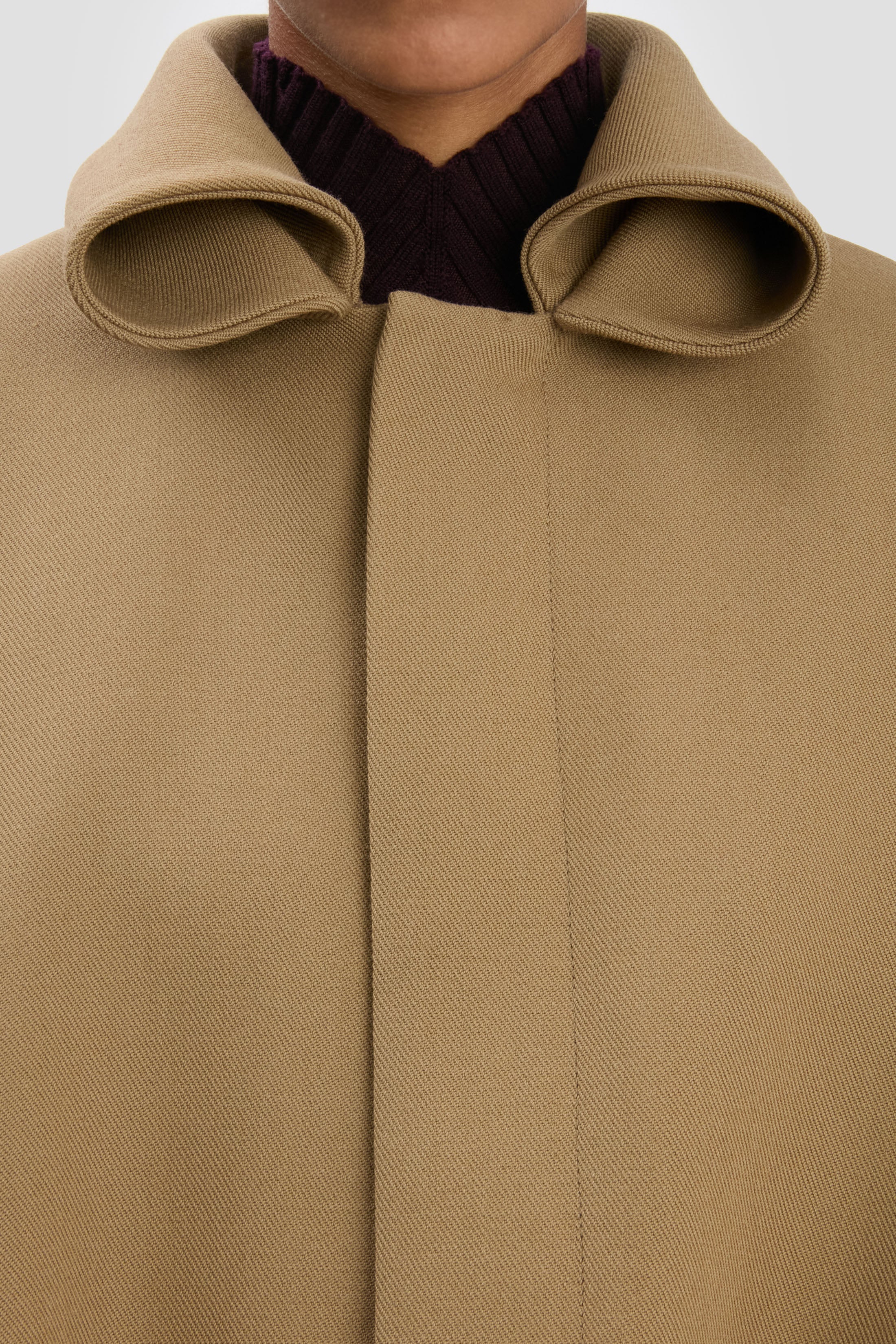 Roll Neck Bomber Jacket In Dark Camel - XNAUWBI