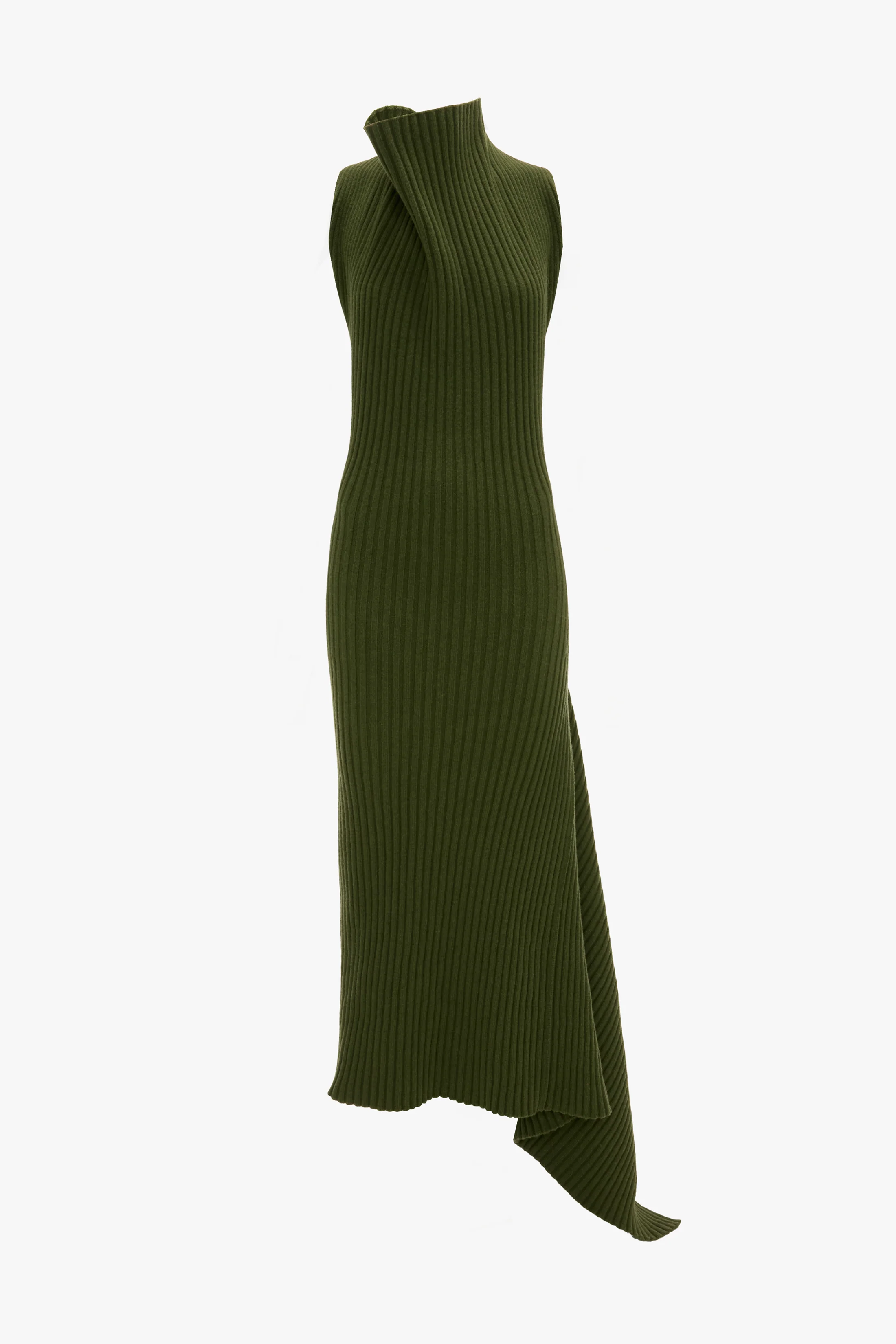 Draped Rib Midi Dress In Oregano - XNAUWBI