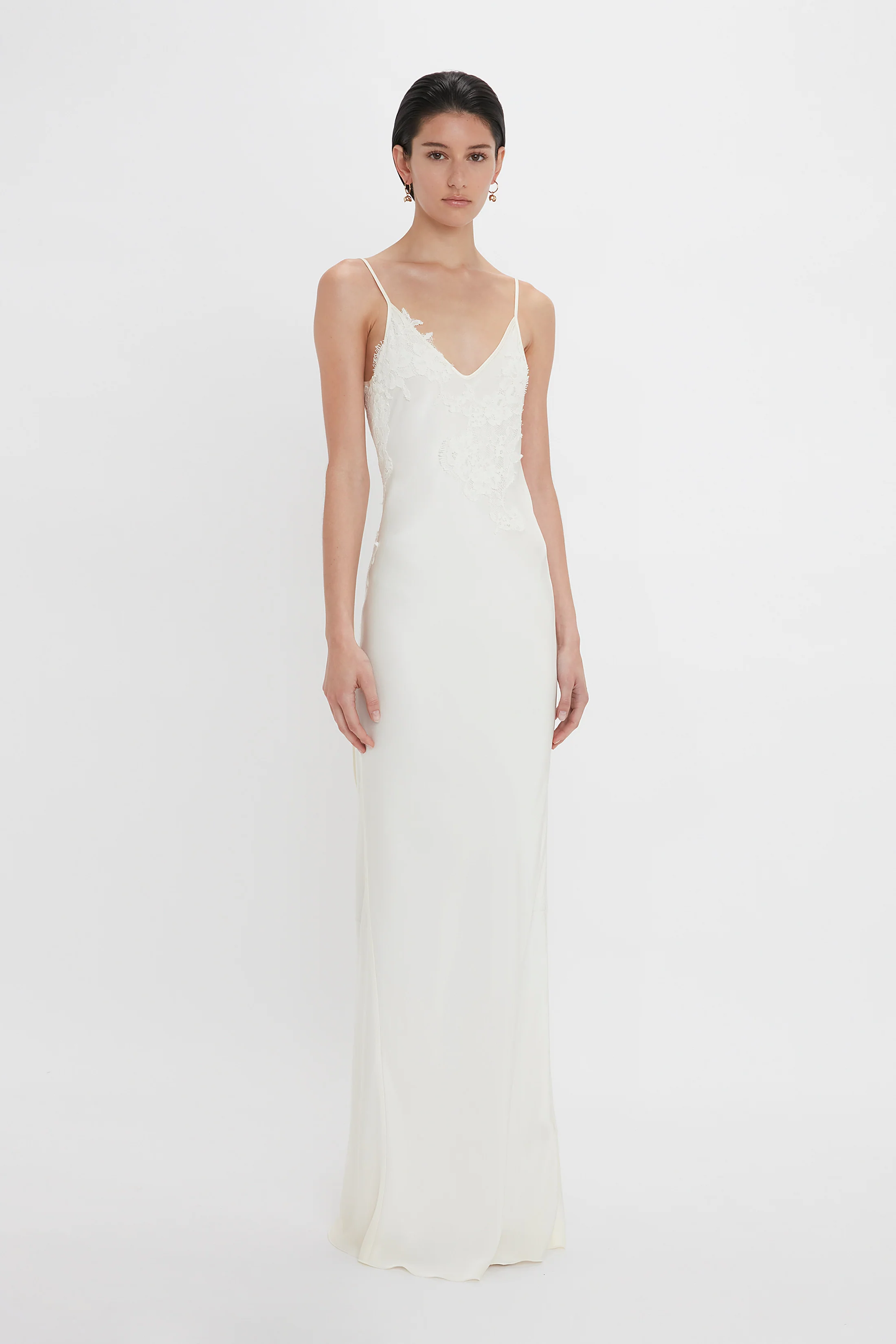 Lace Floor-Length Cami Dress In Ivory - XNAUWBI