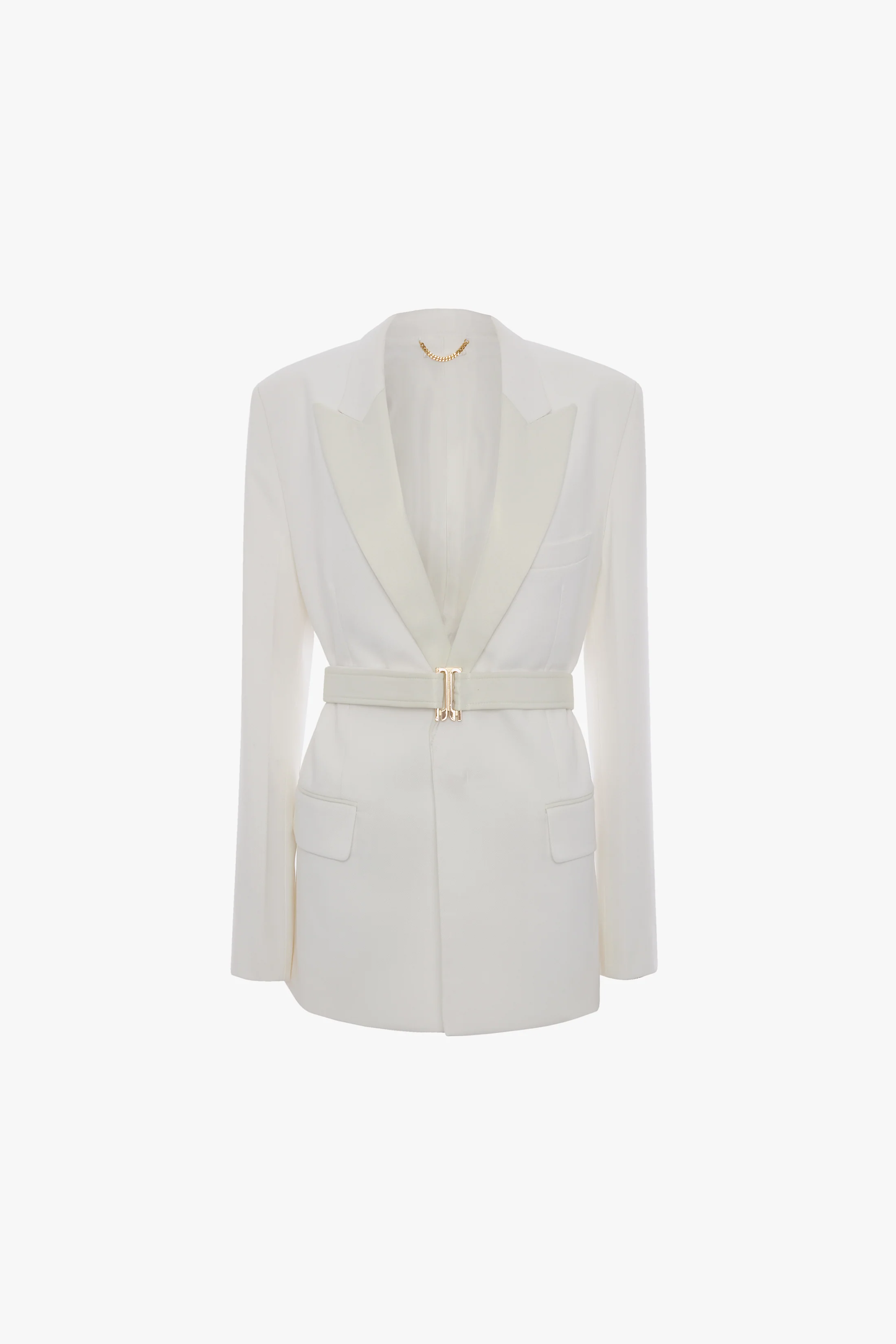 Belted Tailored Jacket In Ivory - XNAUWBI