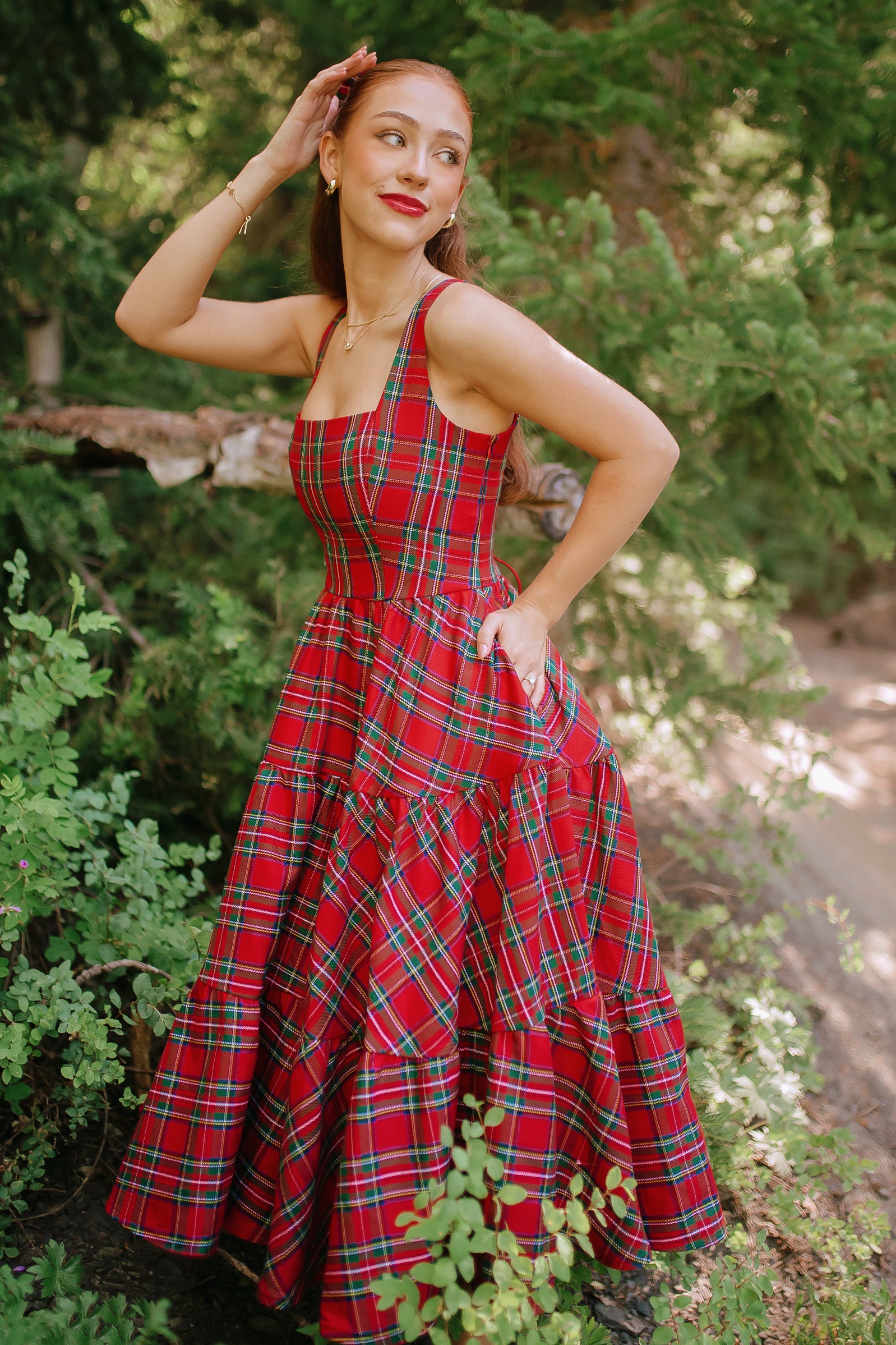 Madonna Dress in Red Plaid - XNAUWBI