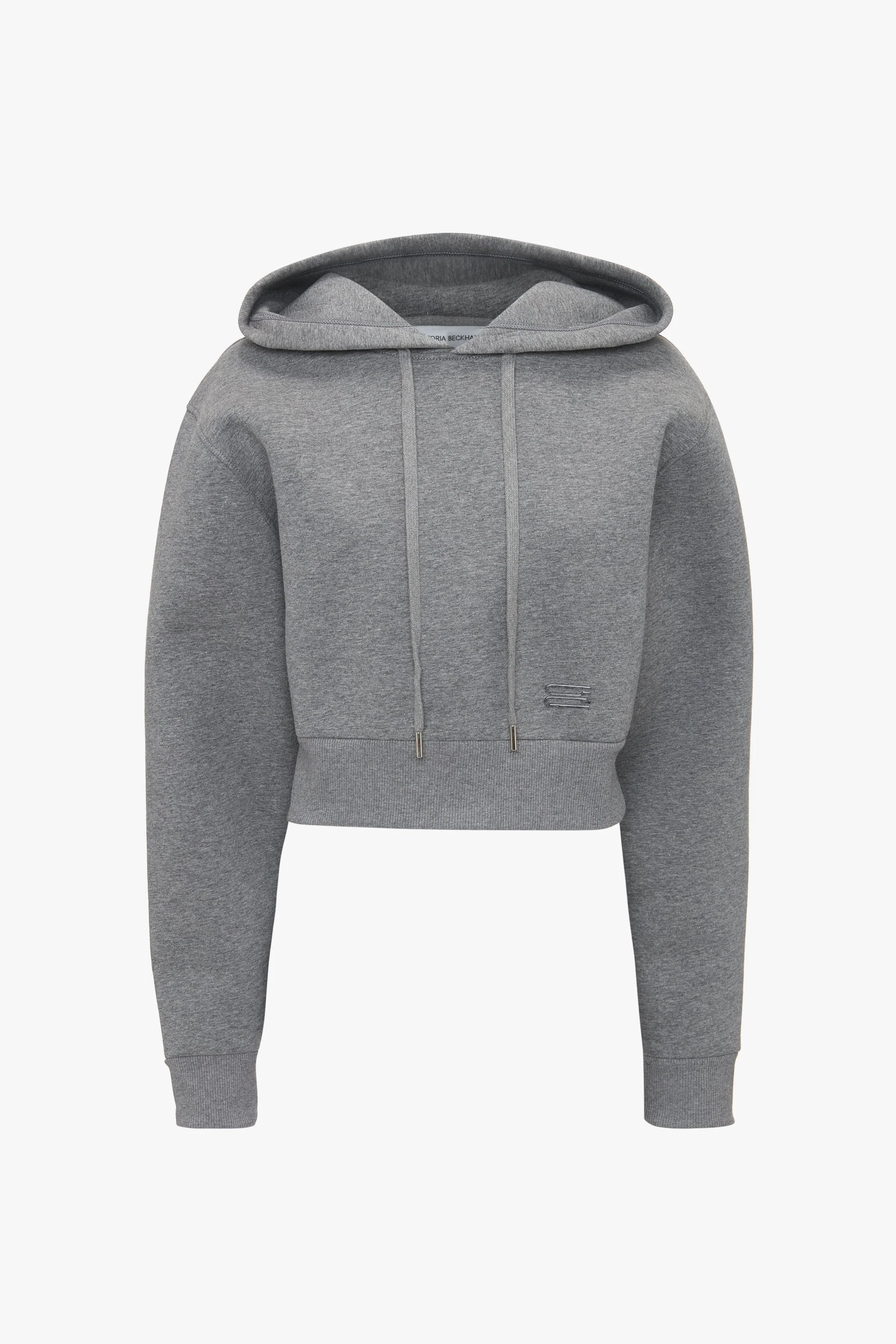 Cropped Structured Hoodie In Grey Marl - XNAUWBI