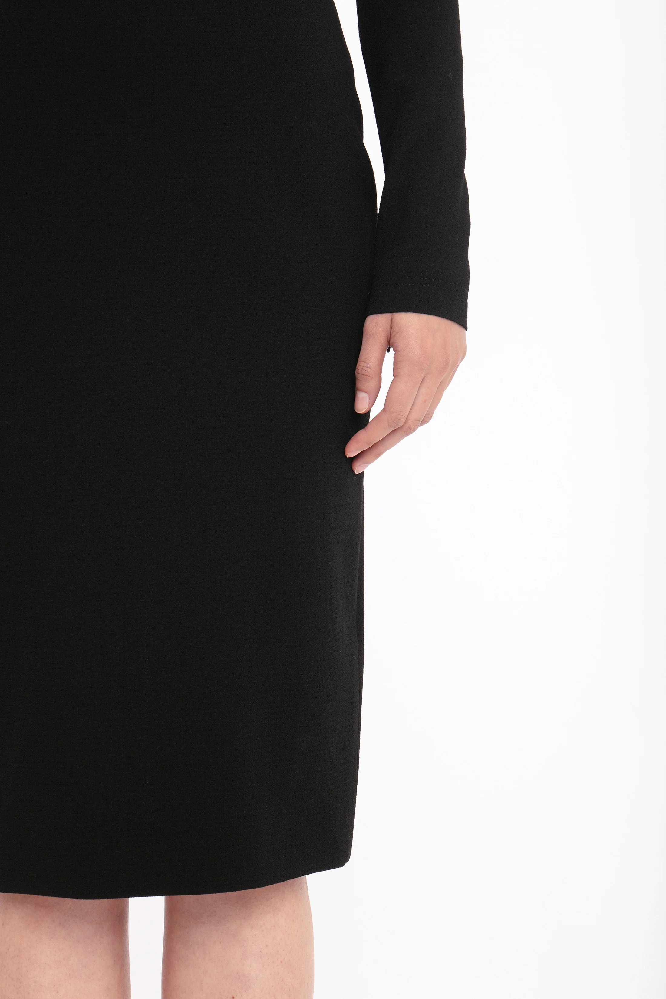 Long Sleeve T-Shirt Fitted Dress In Black - XNAUWBI