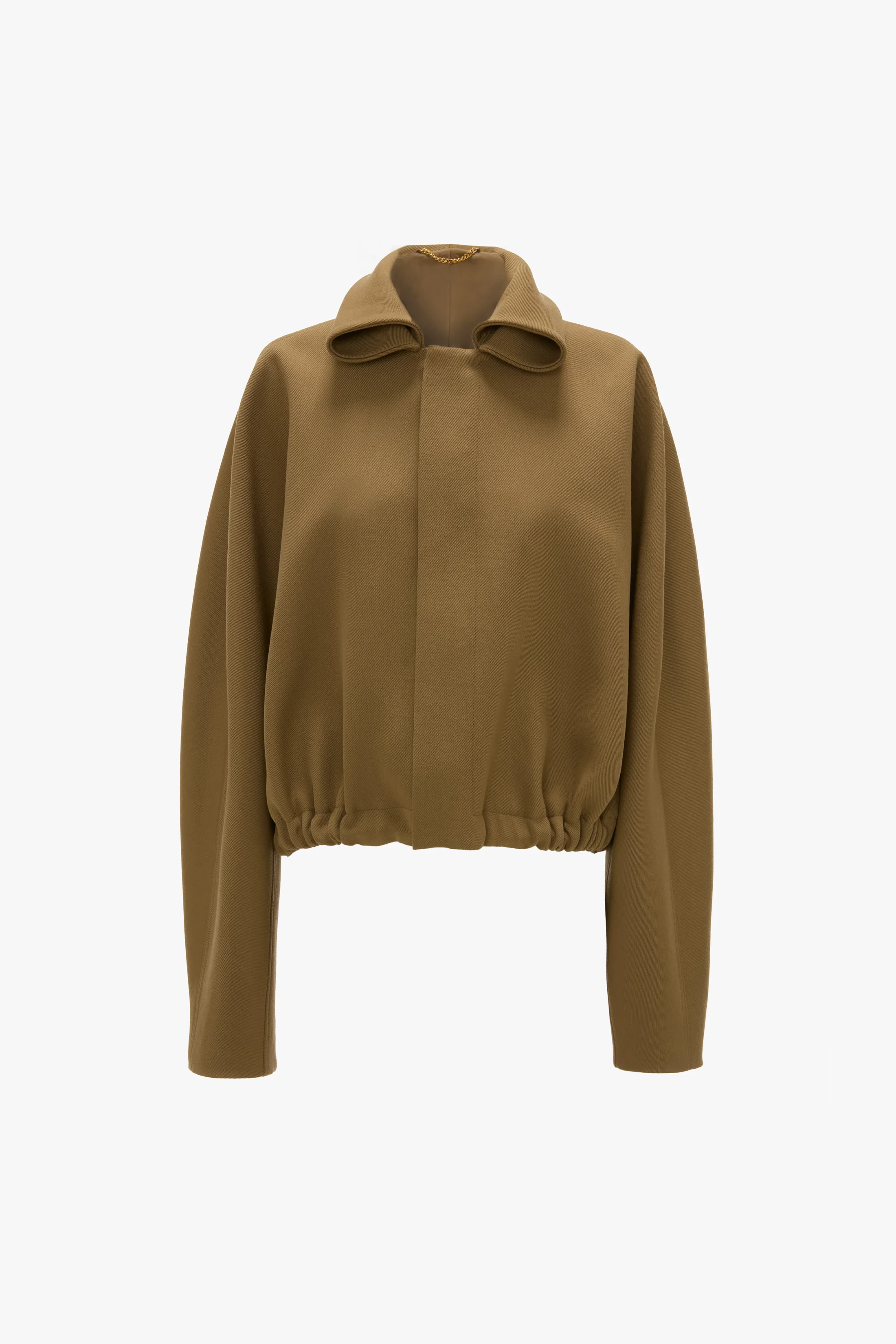 Roll Neck Bomber Jacket In Dark Camel - XNAUWBI