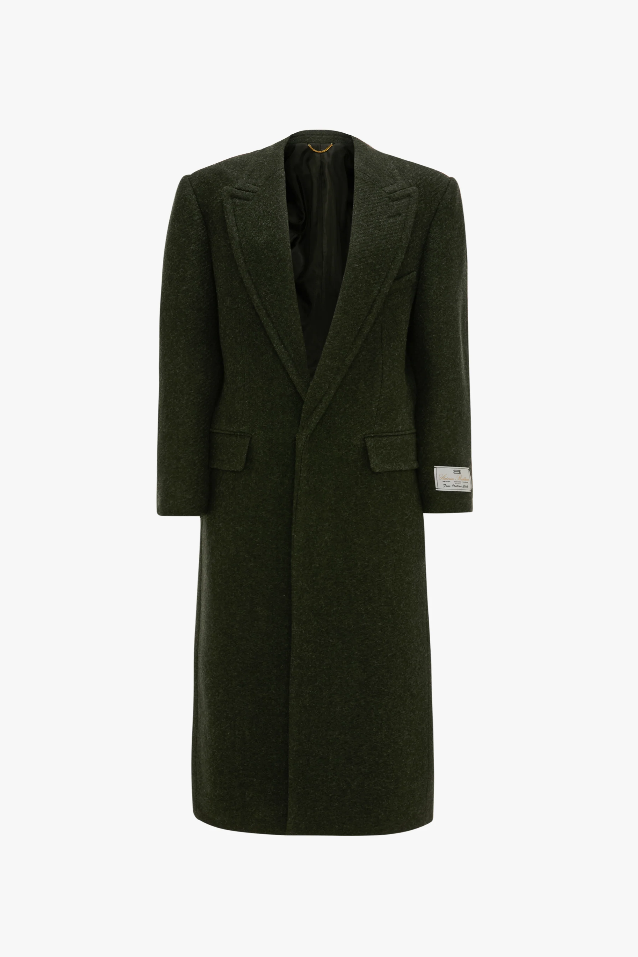 Curved Sleeve Overcoat In Dark Olive Melange - XNAUWBI