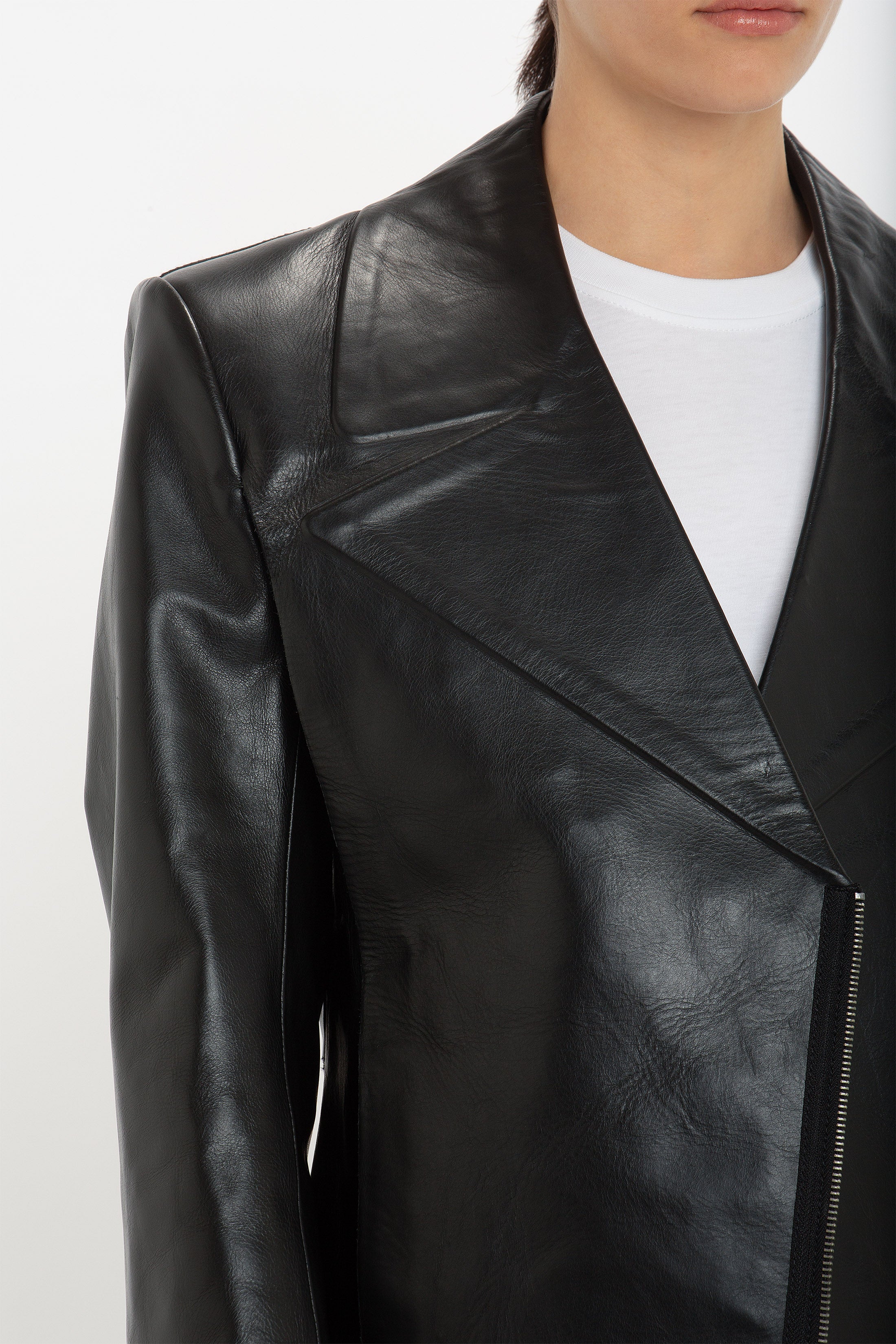 Leather Biker Jacket In Black - XNAUWBI