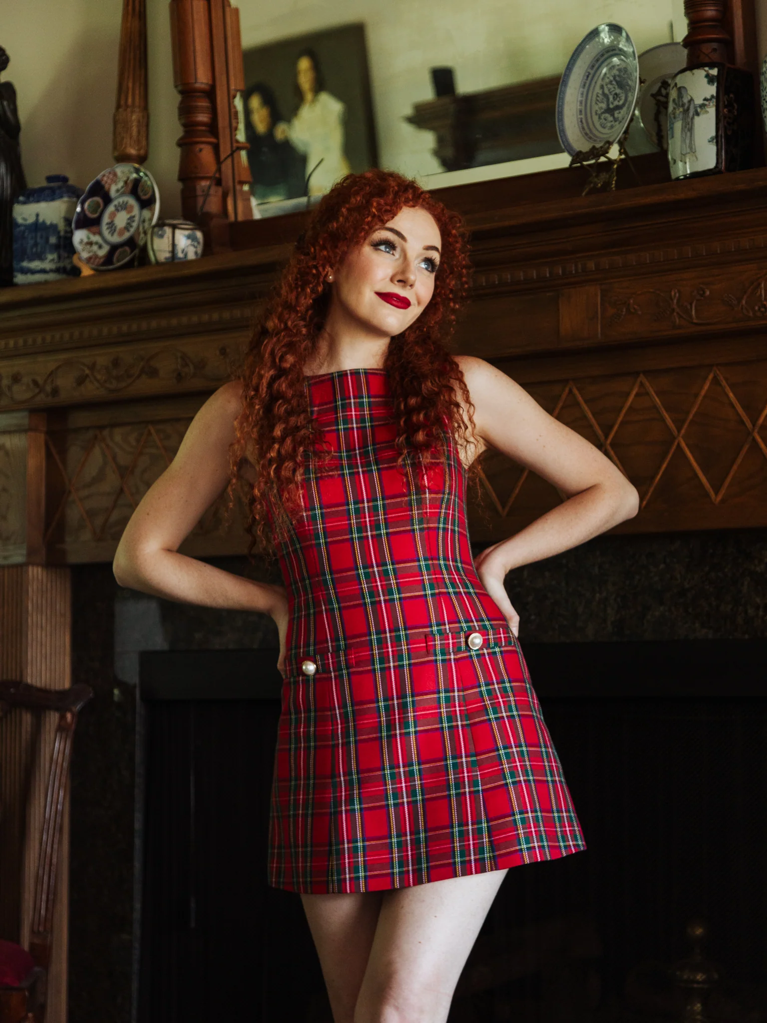 Classic Dress in Red Plaid - XNAUWBI