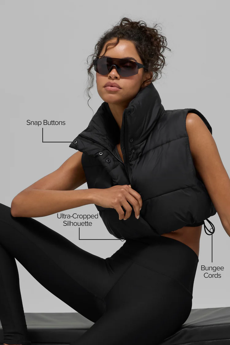 Cropped Gold Rush Puffer Vest - XNAUWBI