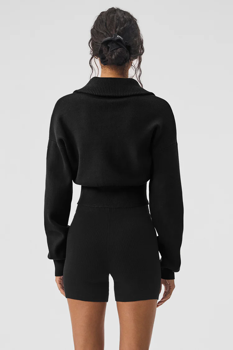 Scholar Knit Cropped Full Zip Jacket - XNAUWBI