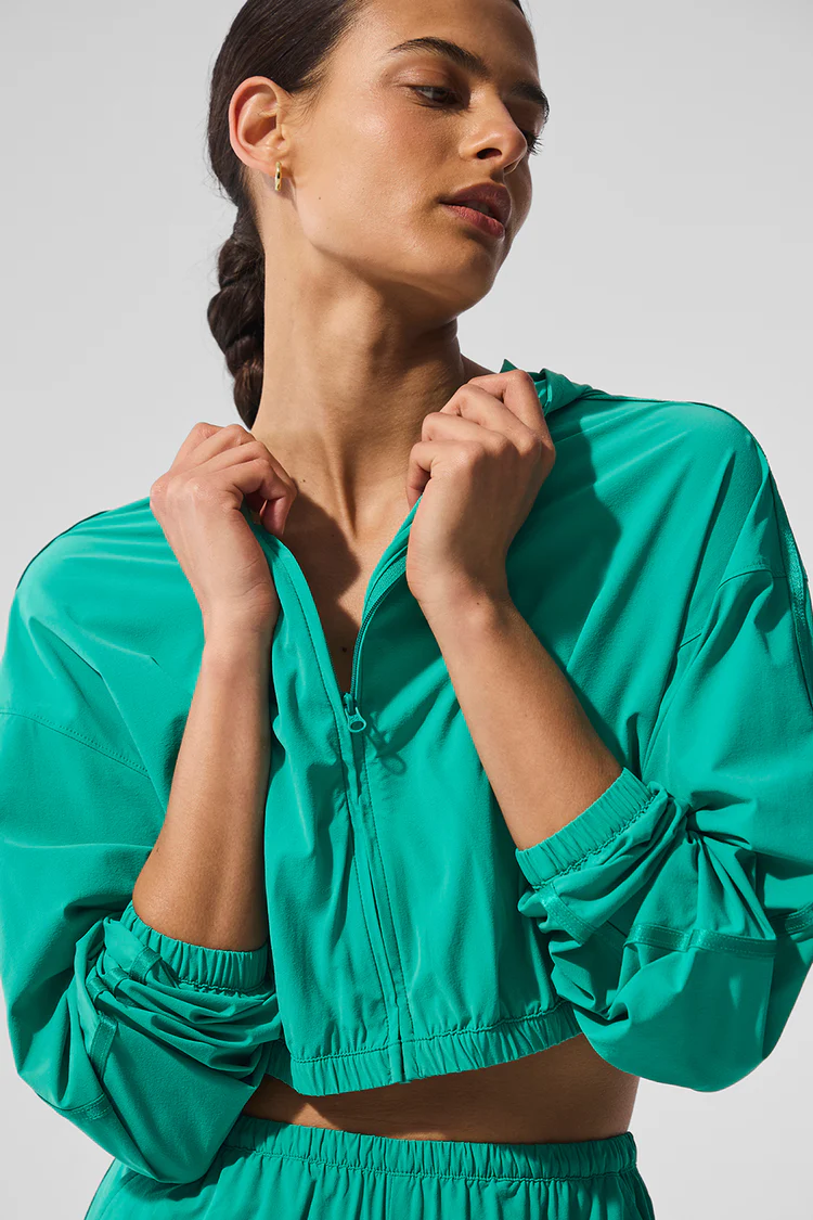 Cropped Breezy Full-Zip Hoodie - XNAUWBI