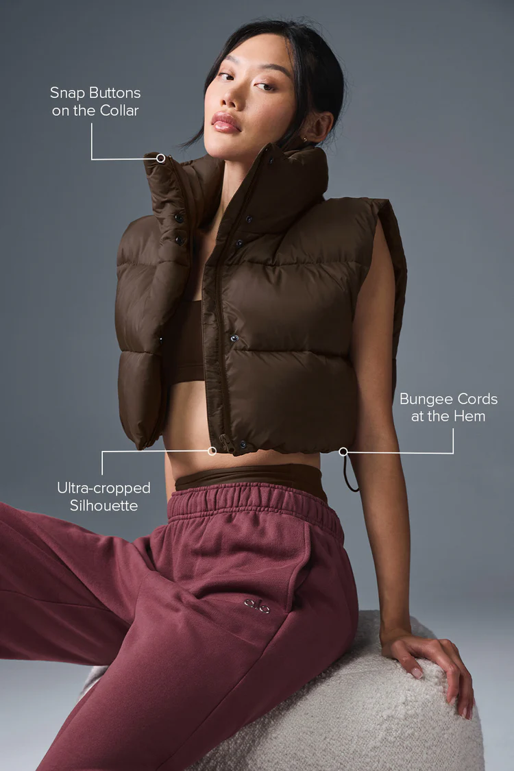 Cropped Gold Rush Puffer Vest - XNAUWBI