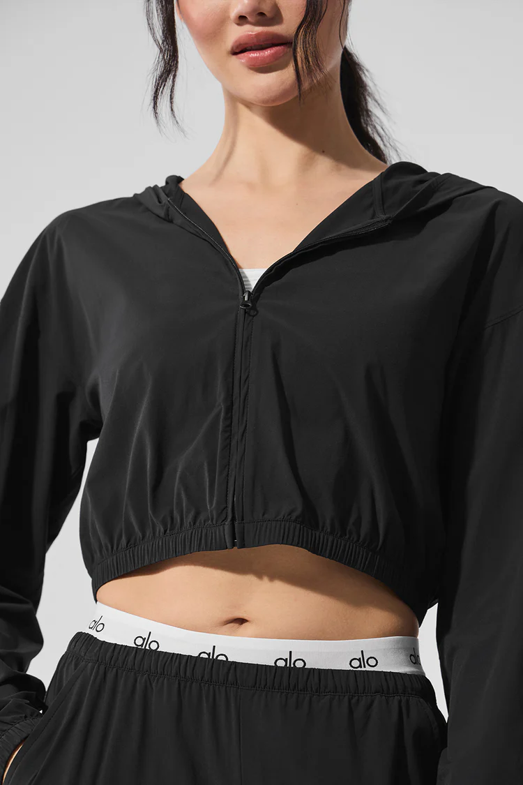 Cropped Breezy Full-Zip Hoodie - XNAUWBI