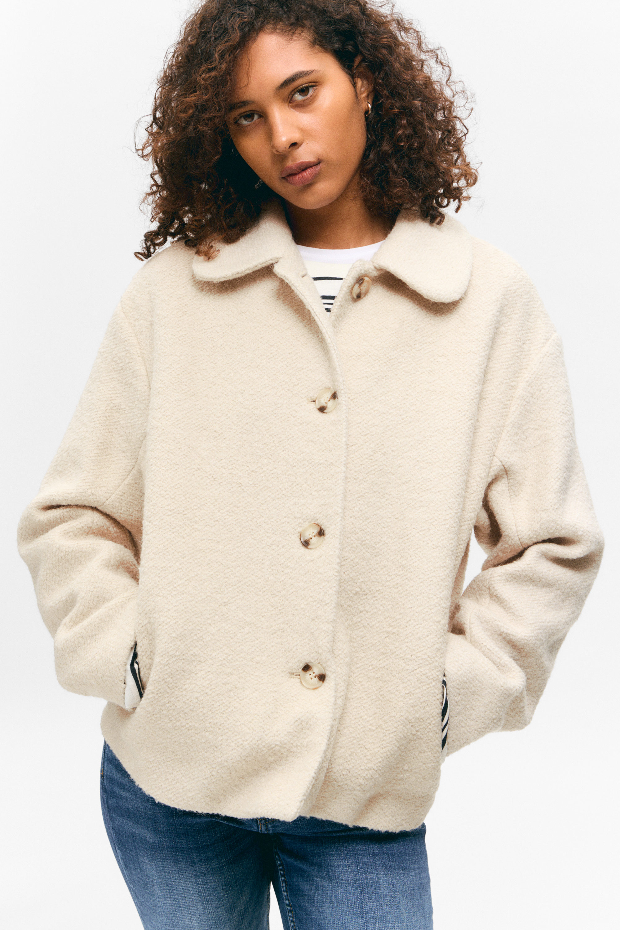 BOXY BUTTON-UP WOOL-BLEND JACKET - XNAUWBI