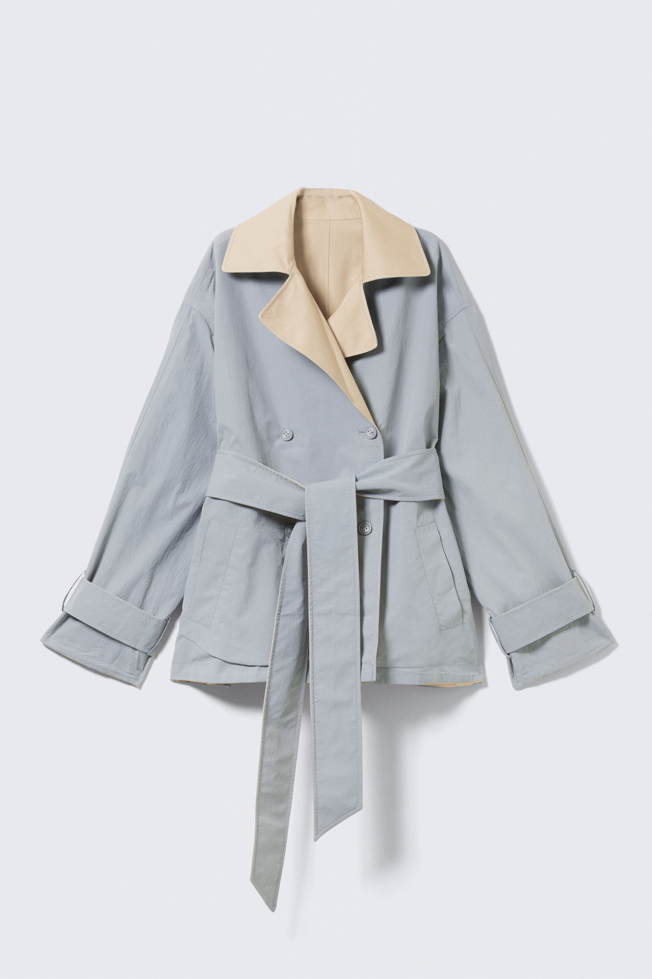 SHORT DOUBLE-BREASTED REVERSIBLE TRENCH COAT - XNAUWBI