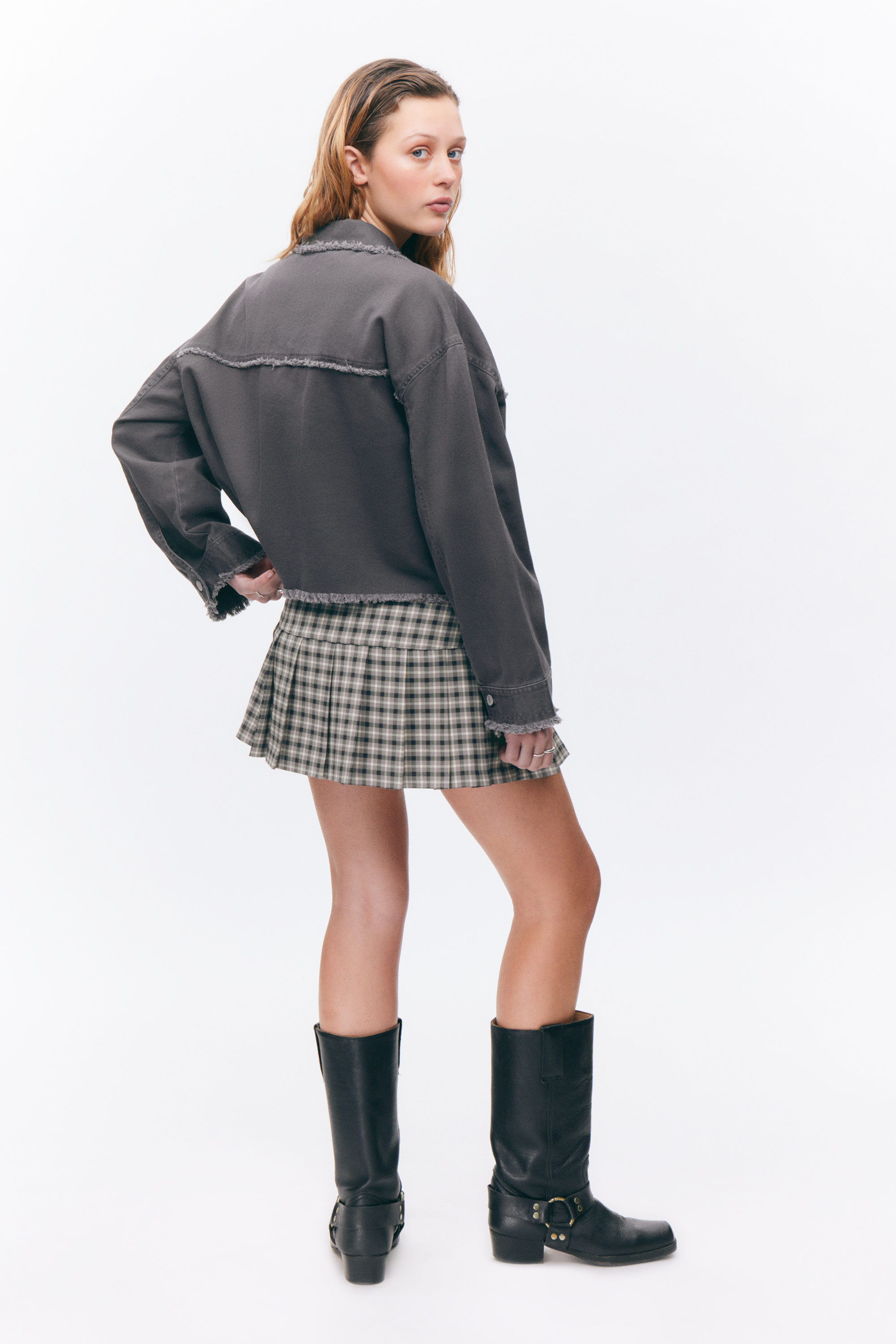 CROPPED BOXY TWILL JACKET - XNAUWBI