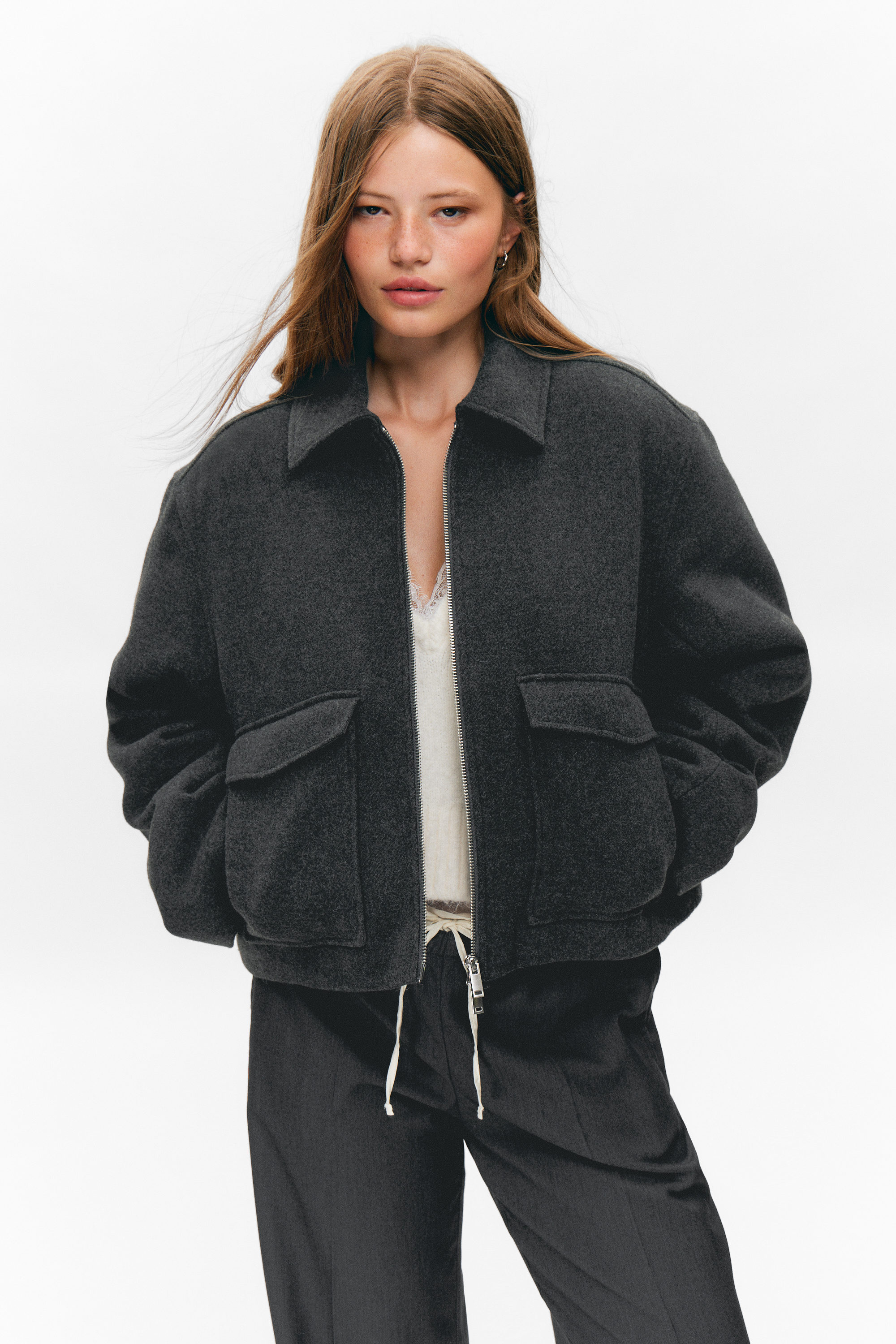 CROPPED BOXY ZIP JACKET - XNAUWBI