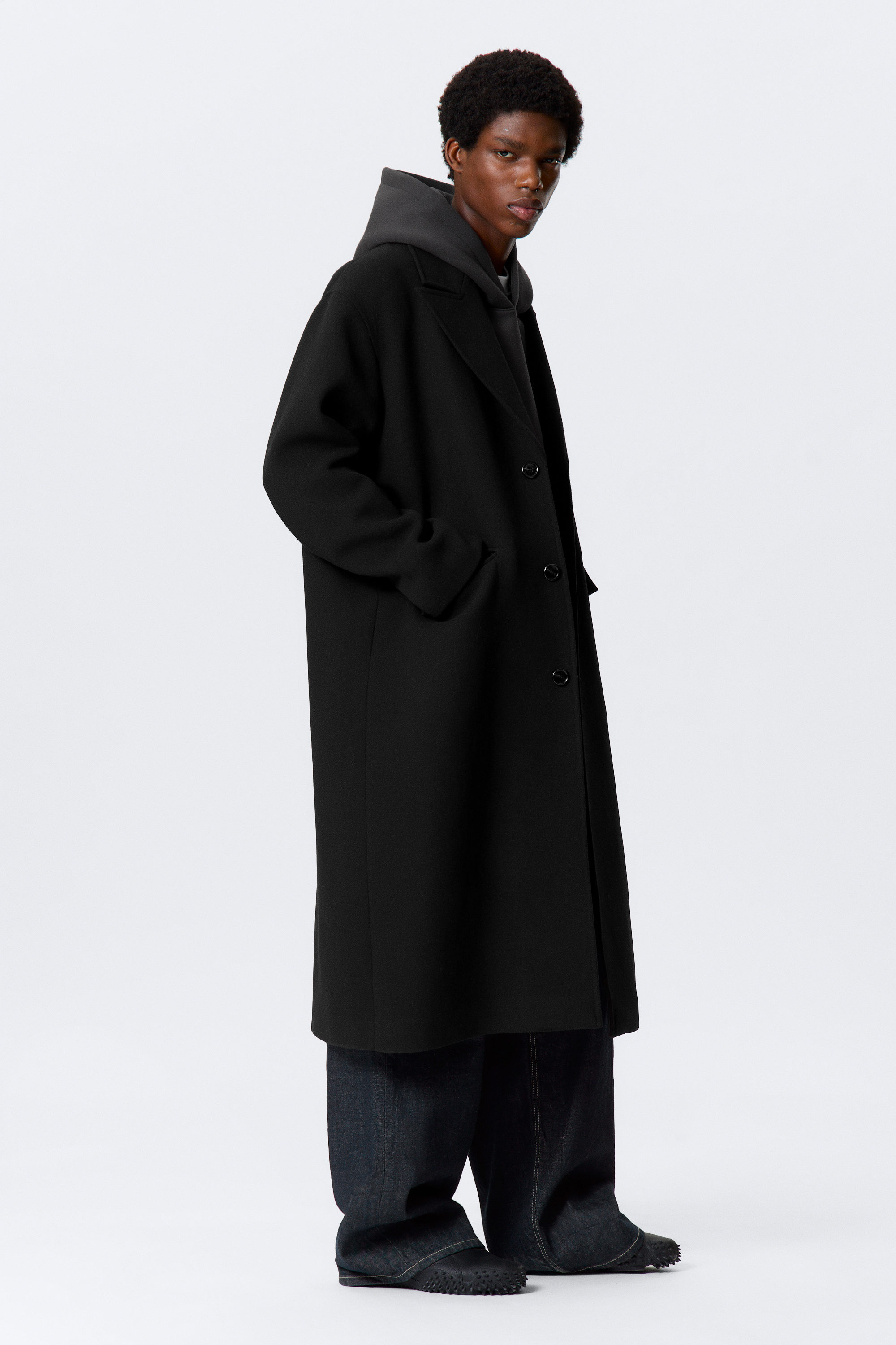OVERSIZED SINGLE-BREASTED WOOL BLEND COAT - XNAUWBI