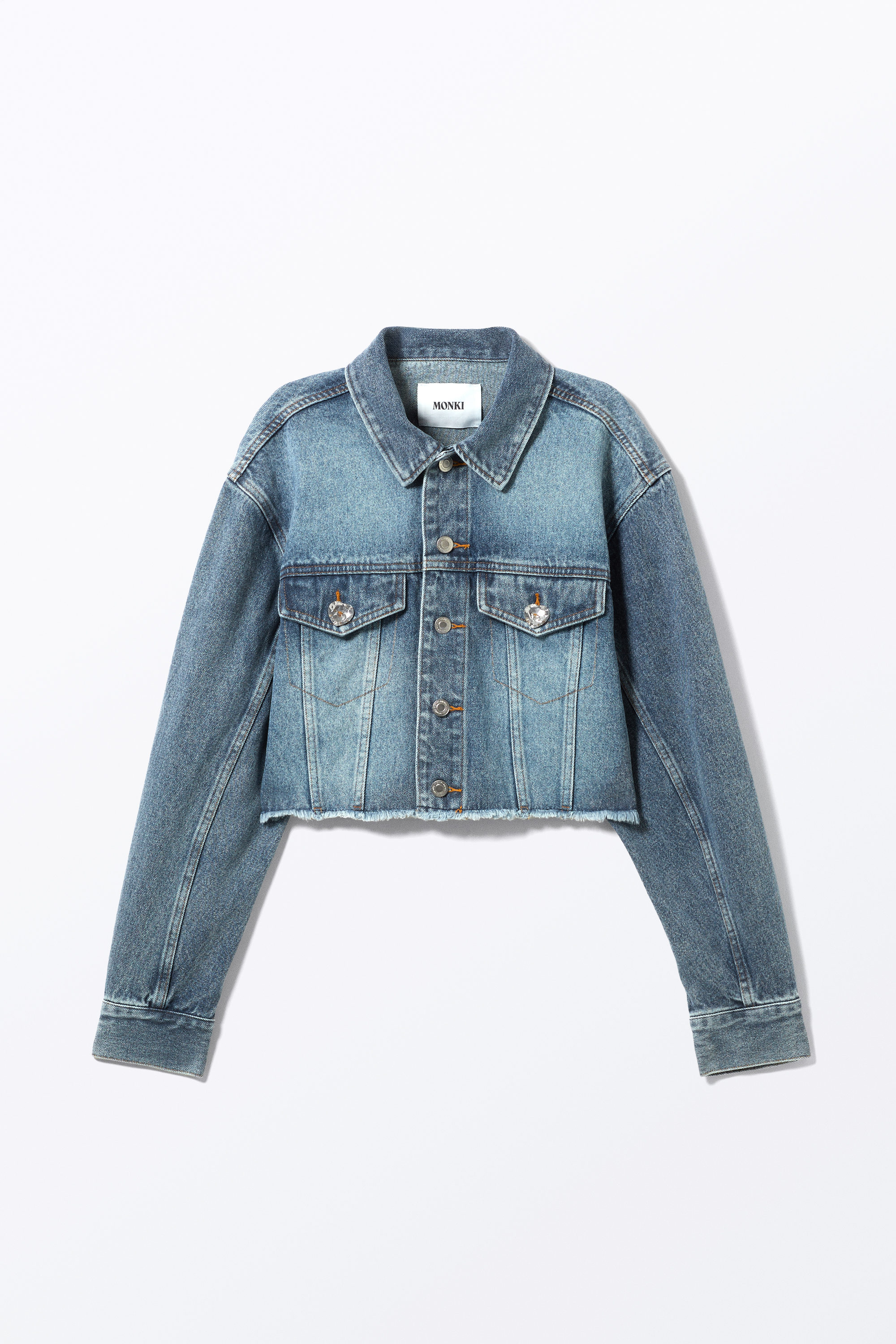 CROPPED OVERSIZED BARREL-SLEEVED DENIM JACKET - XNAUWBI