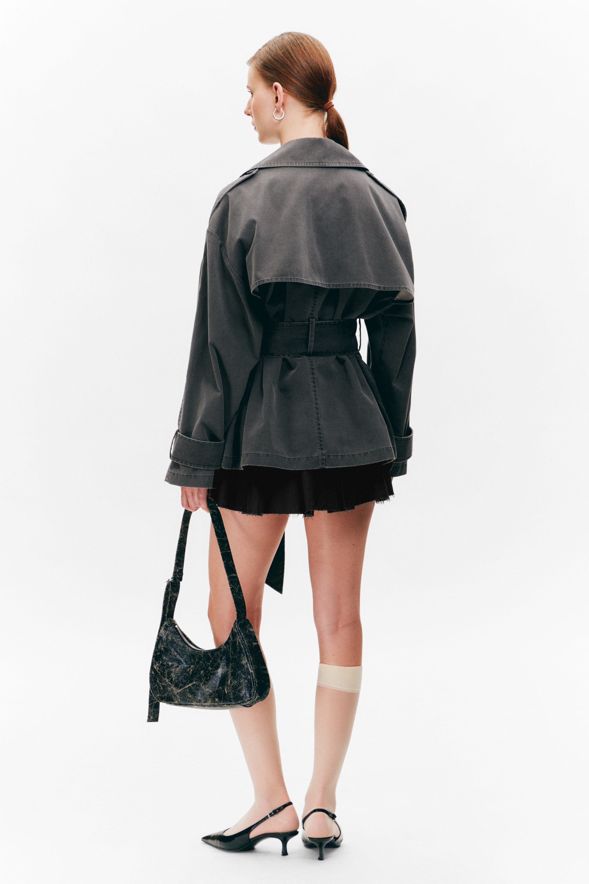 SHORT DOUBLE-BREASTED WASHED TRENCH COAT - XNAUWBI