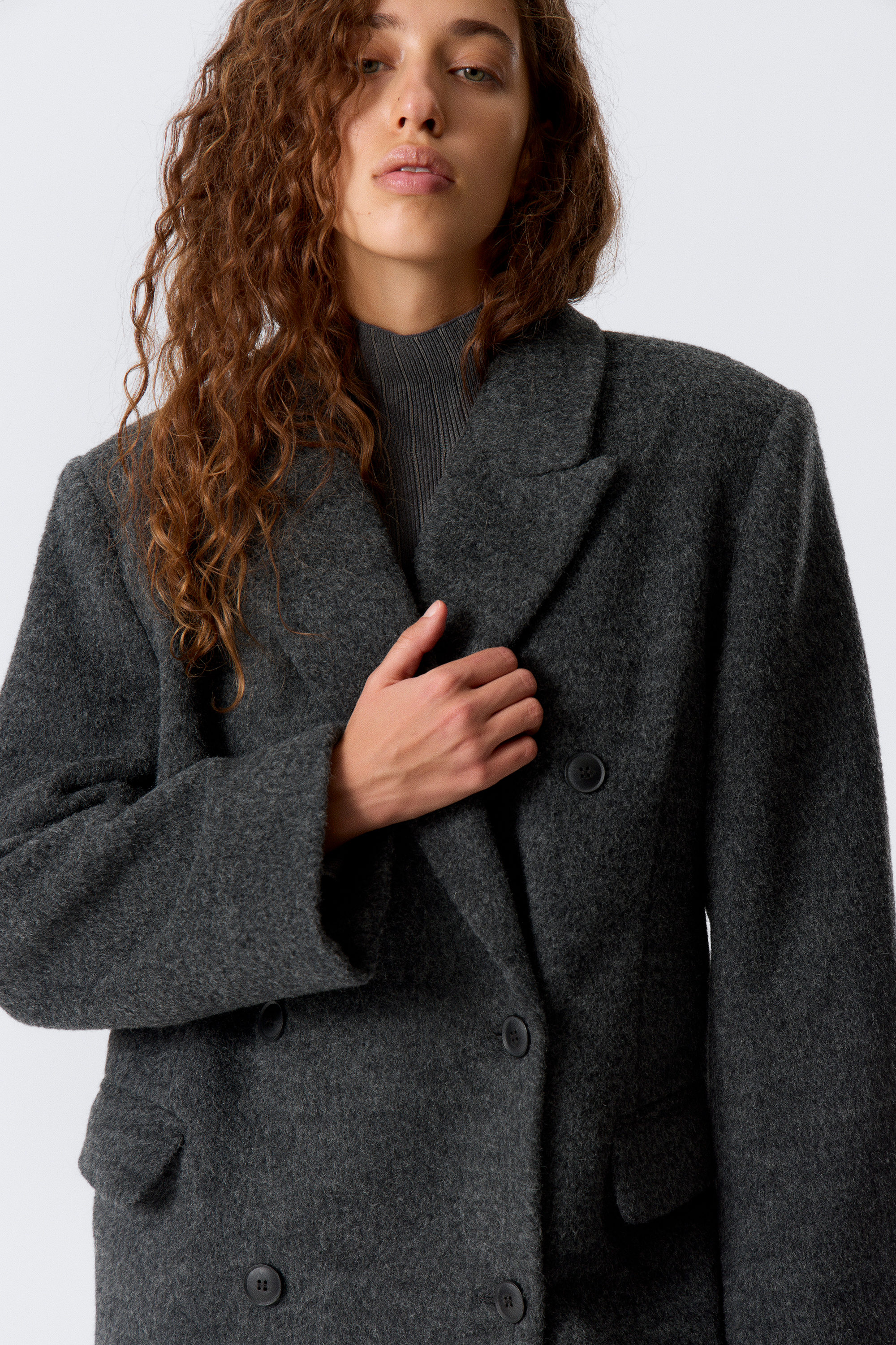 LOGAN HAIRY DOUBLE-BREASTED WOOL-BLEND COAT - XNAUWBI