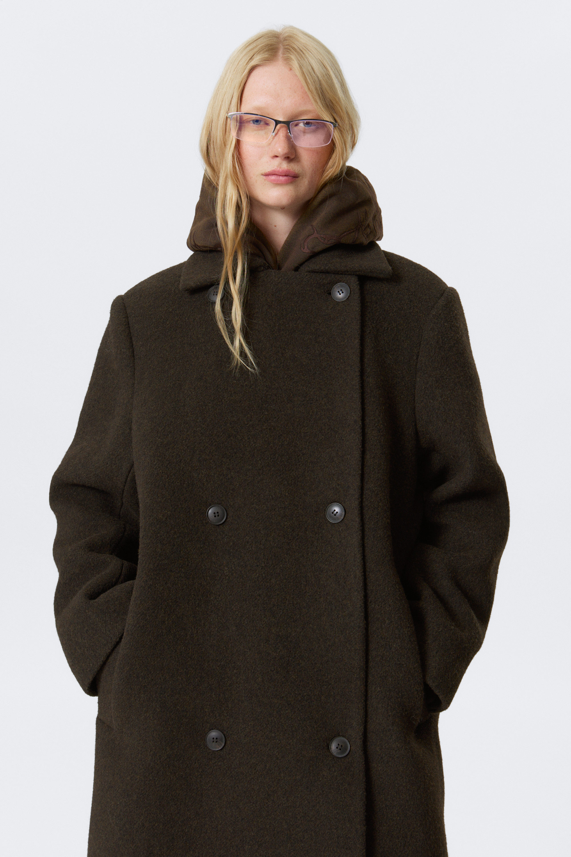 OVERSIZED DOUBLE-BREASTED WOOL BLEND COAT - XNAUWBI