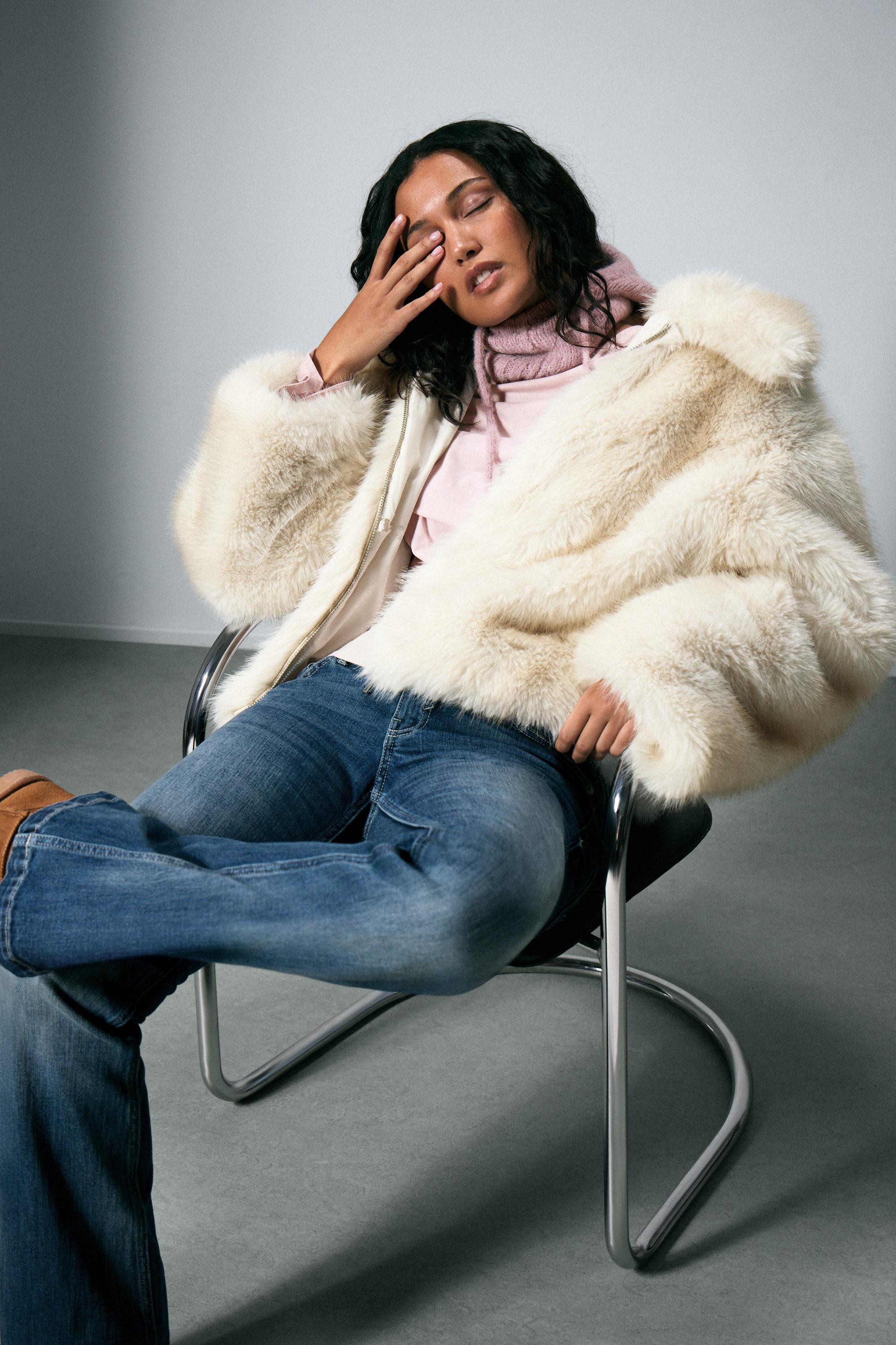 FAUX FUR ZIP JACKET - XNAUWBI