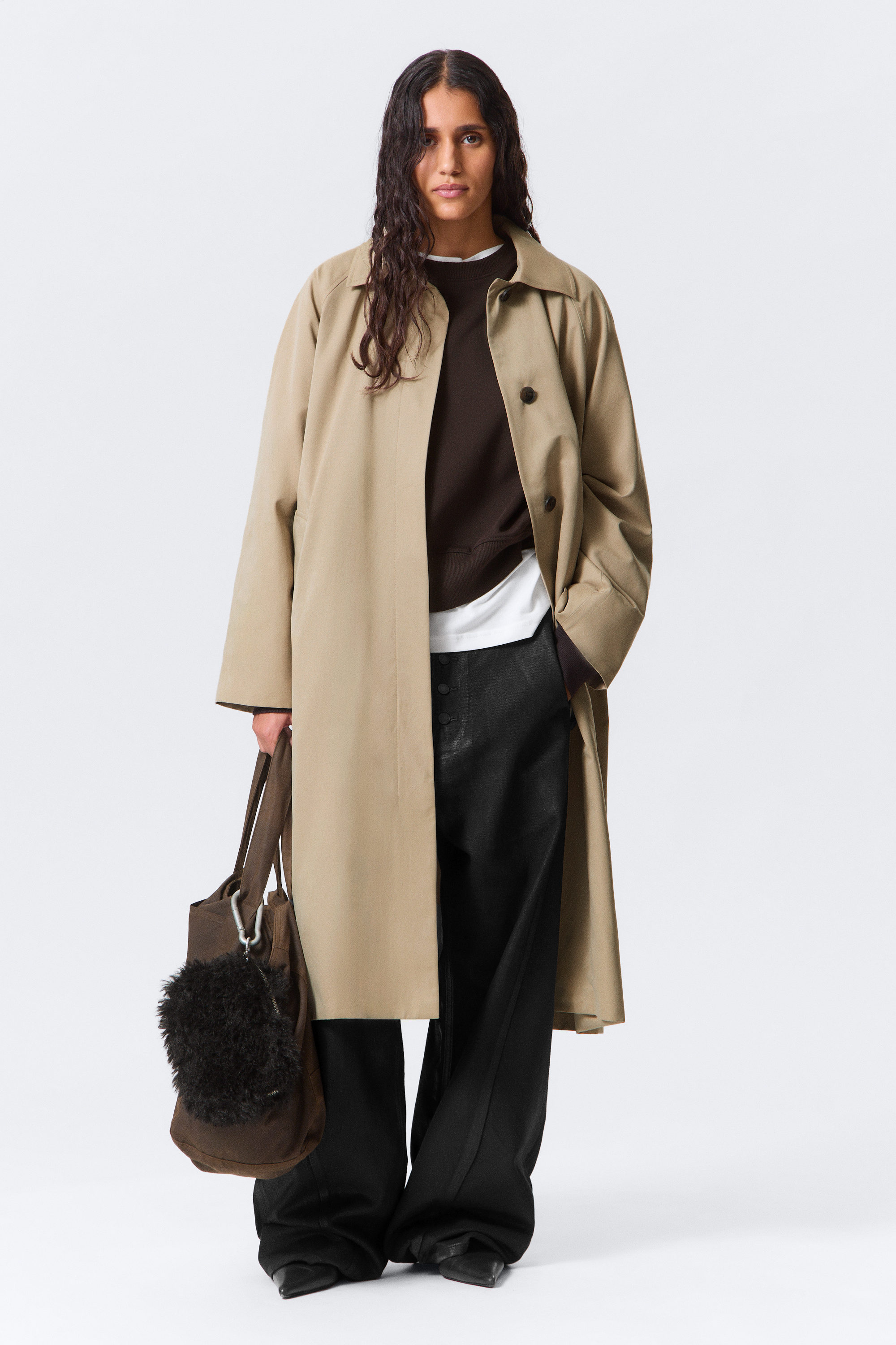 SINGLE-BREASTED OVERSIZED CAR COAT - XNAUWBI