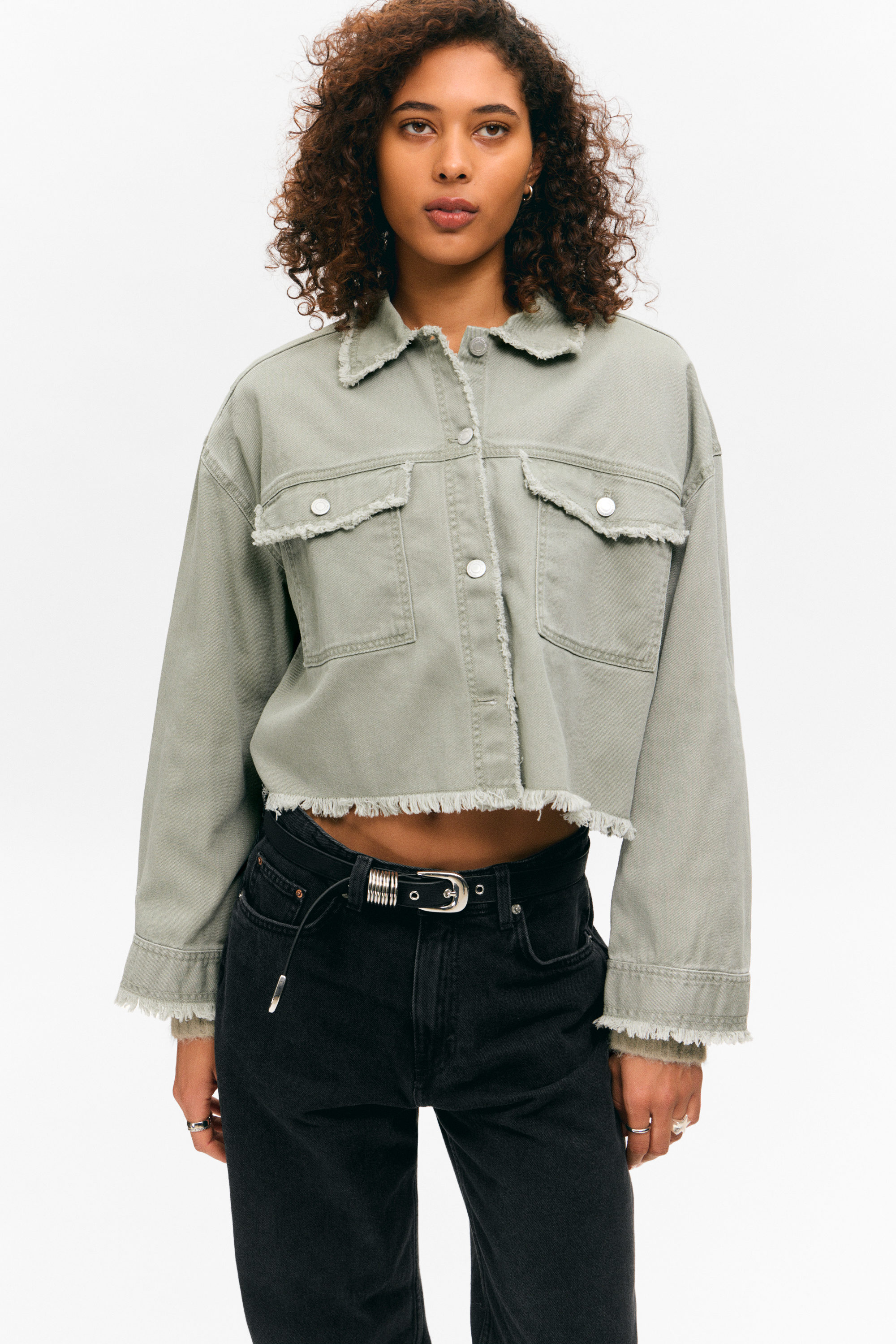 CROPPED BOXY TWILL JACKET - XNAUWBI