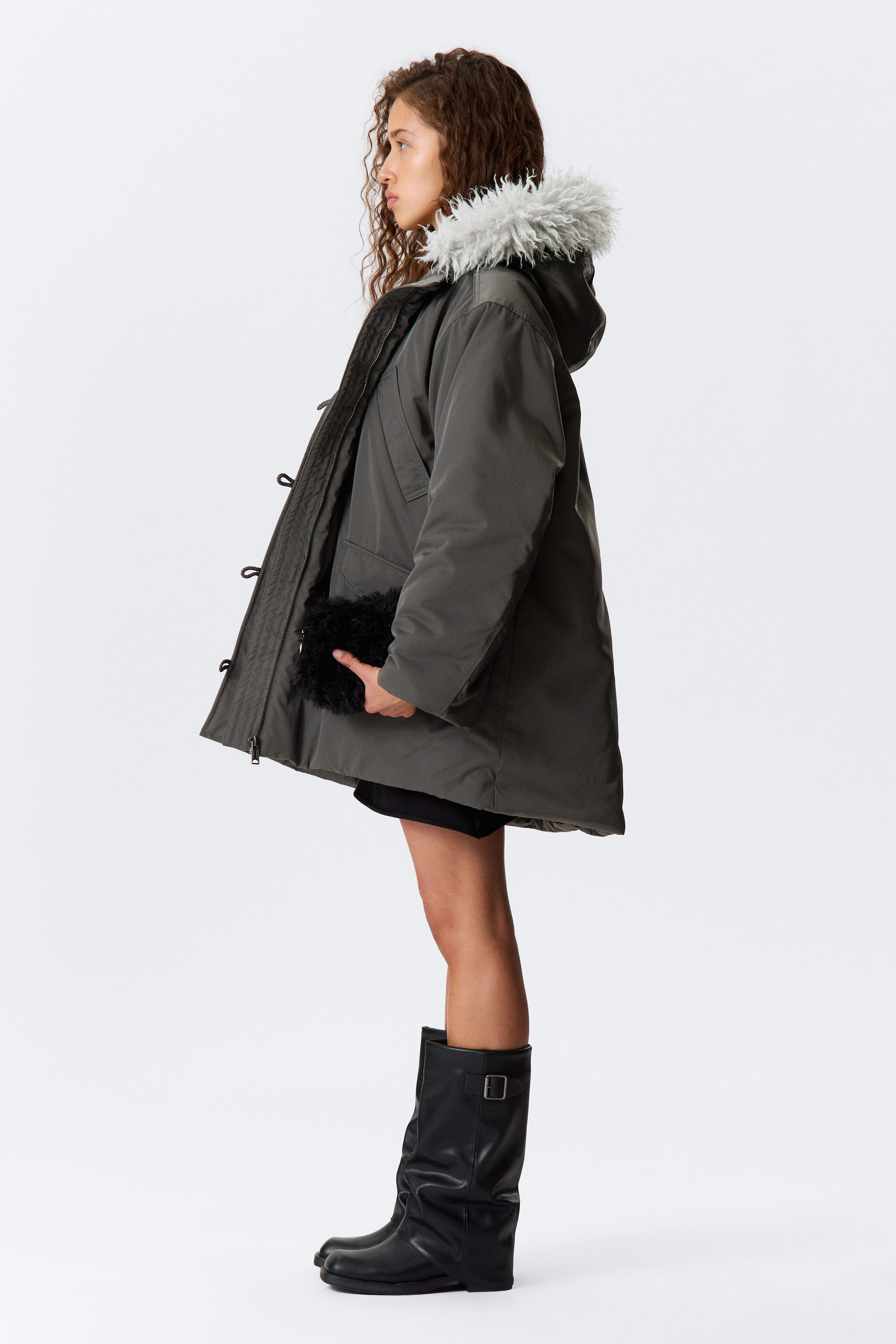 PADDED BOMBER PARKA WITH FAUX FUR TRIM - XNAUWBI