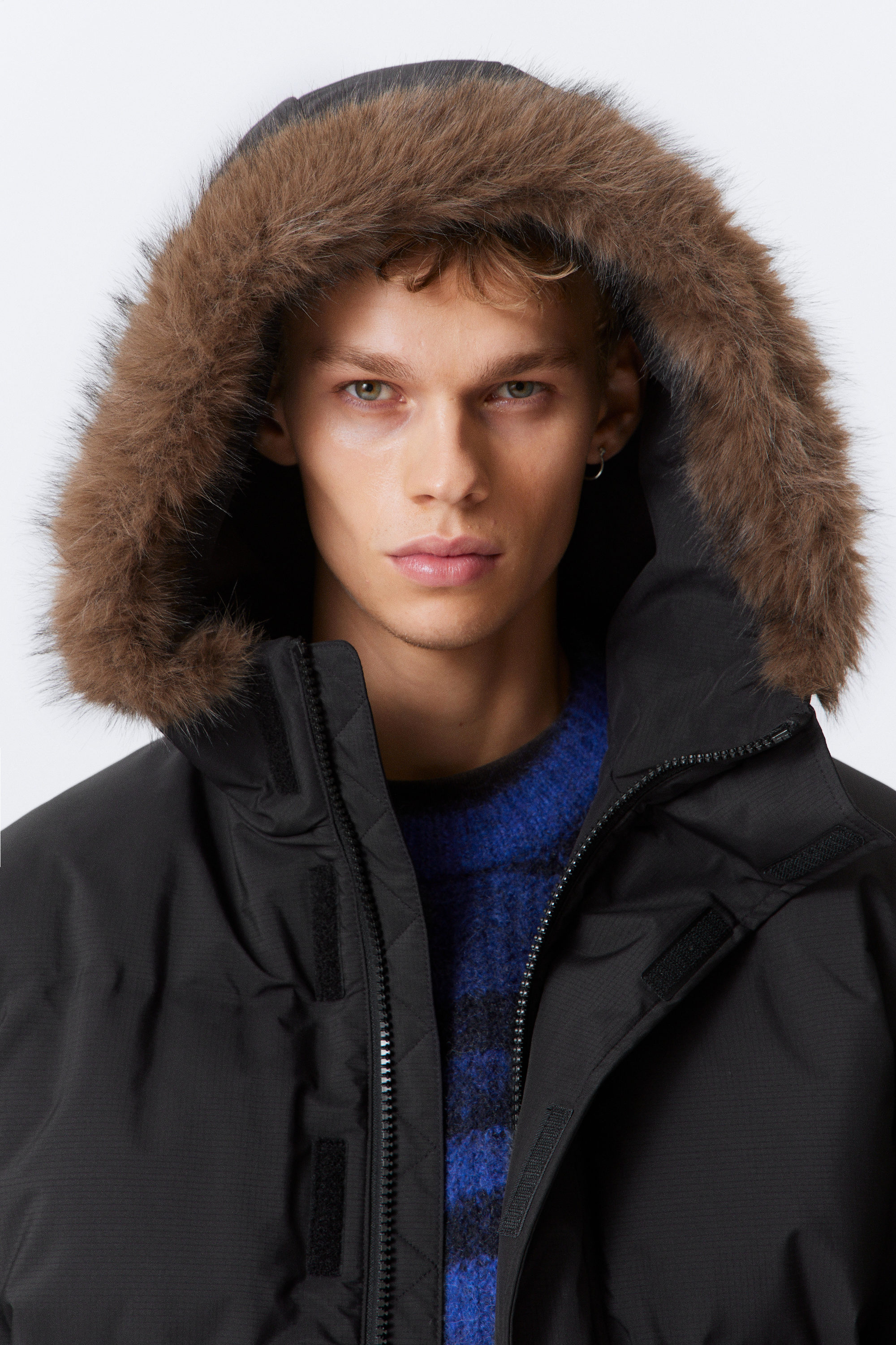 HOODED PUFFER JACKET WITH FAUX FUR TRIM - XNAUWBI