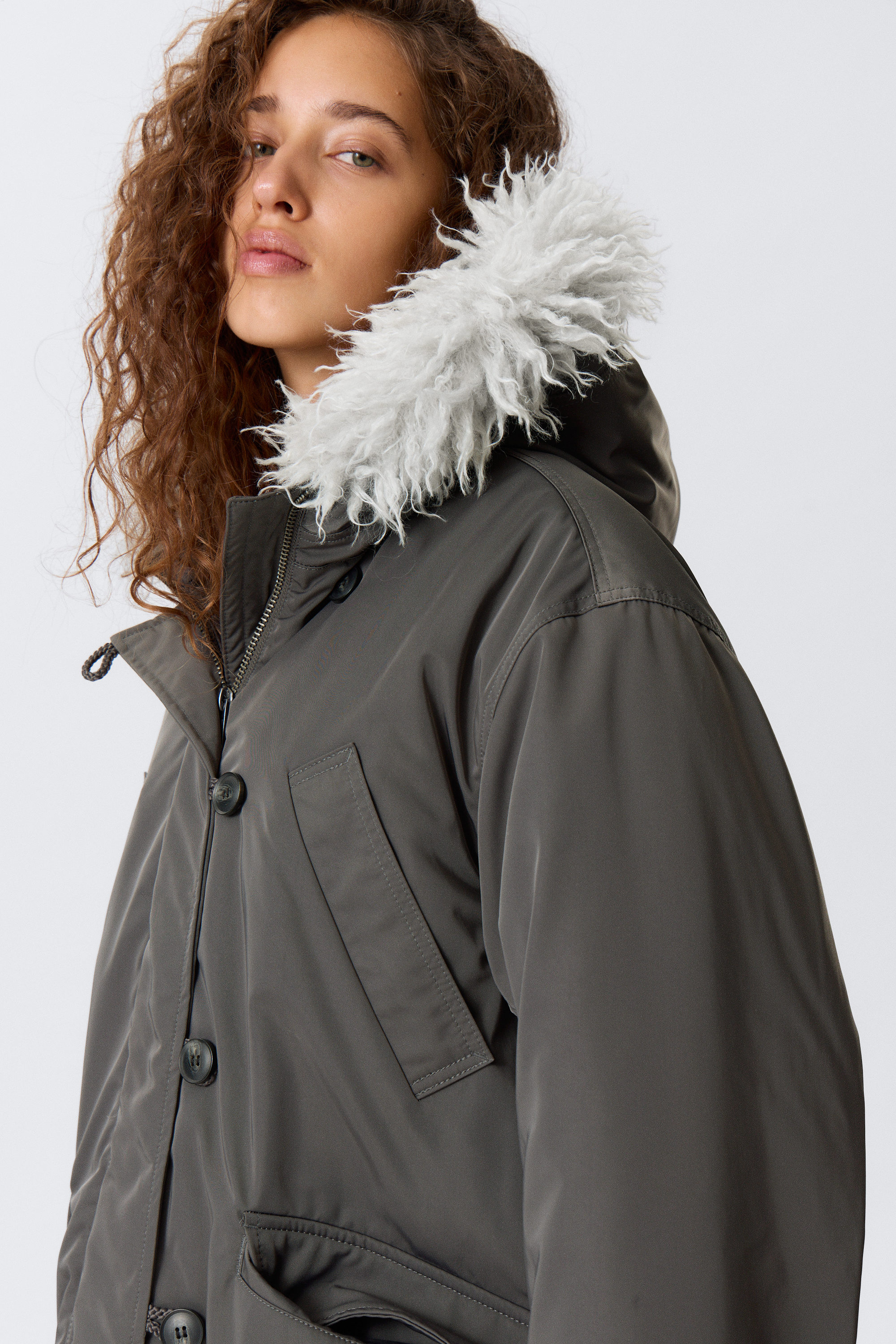 PADDED BOMBER PARKA WITH FAUX FUR TRIM - XNAUWBI