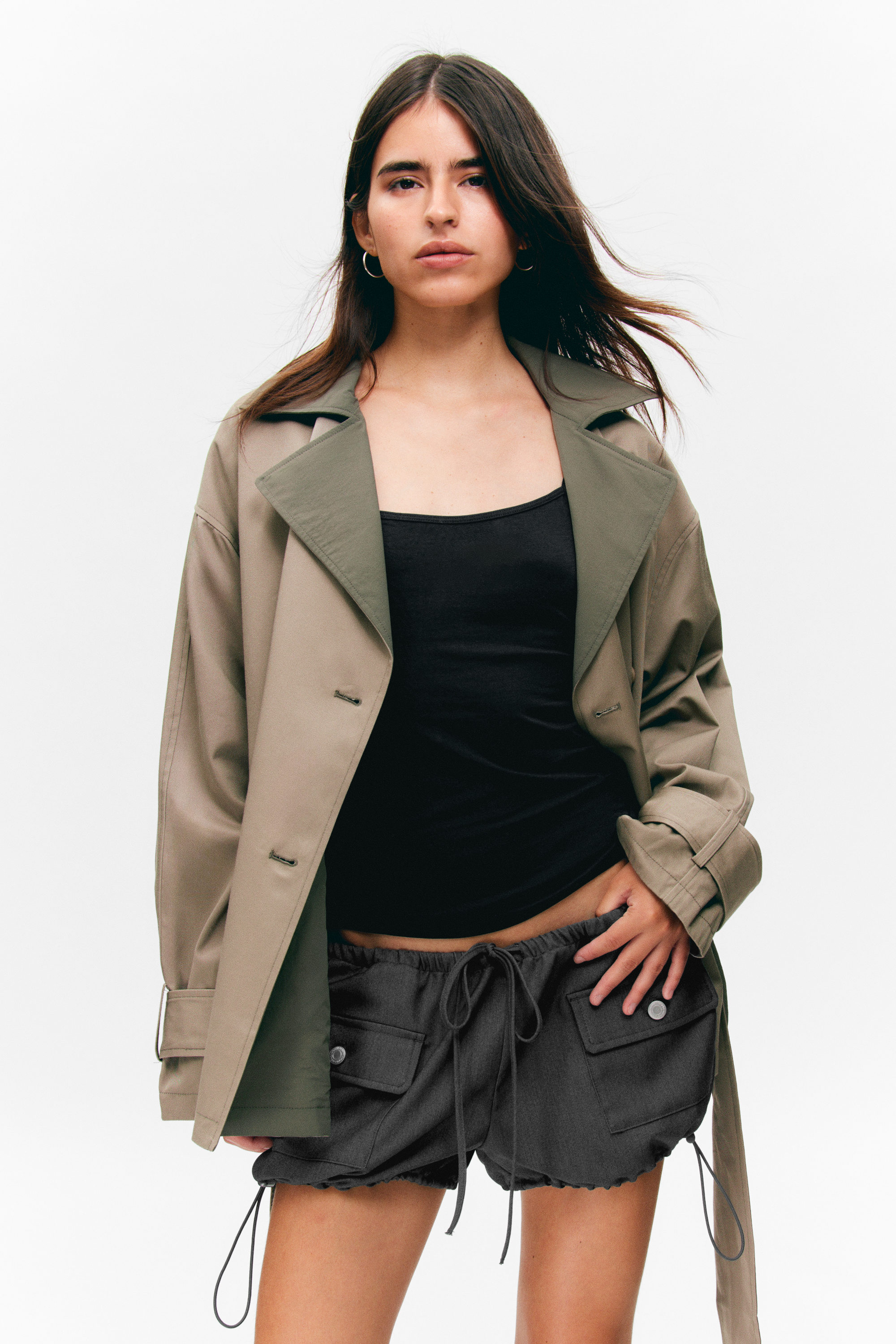SHORT DOUBLE-BREASTED REVERSIBLE TRENCH COAT - XNAUWBI