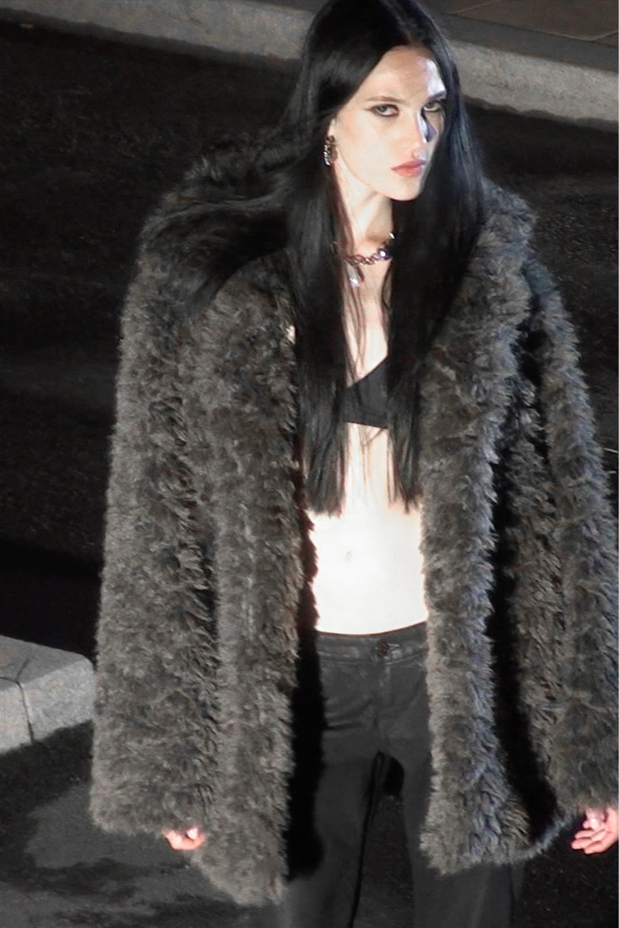 LOOSE FIT FAUX FUR JACKET - XNAUWBI