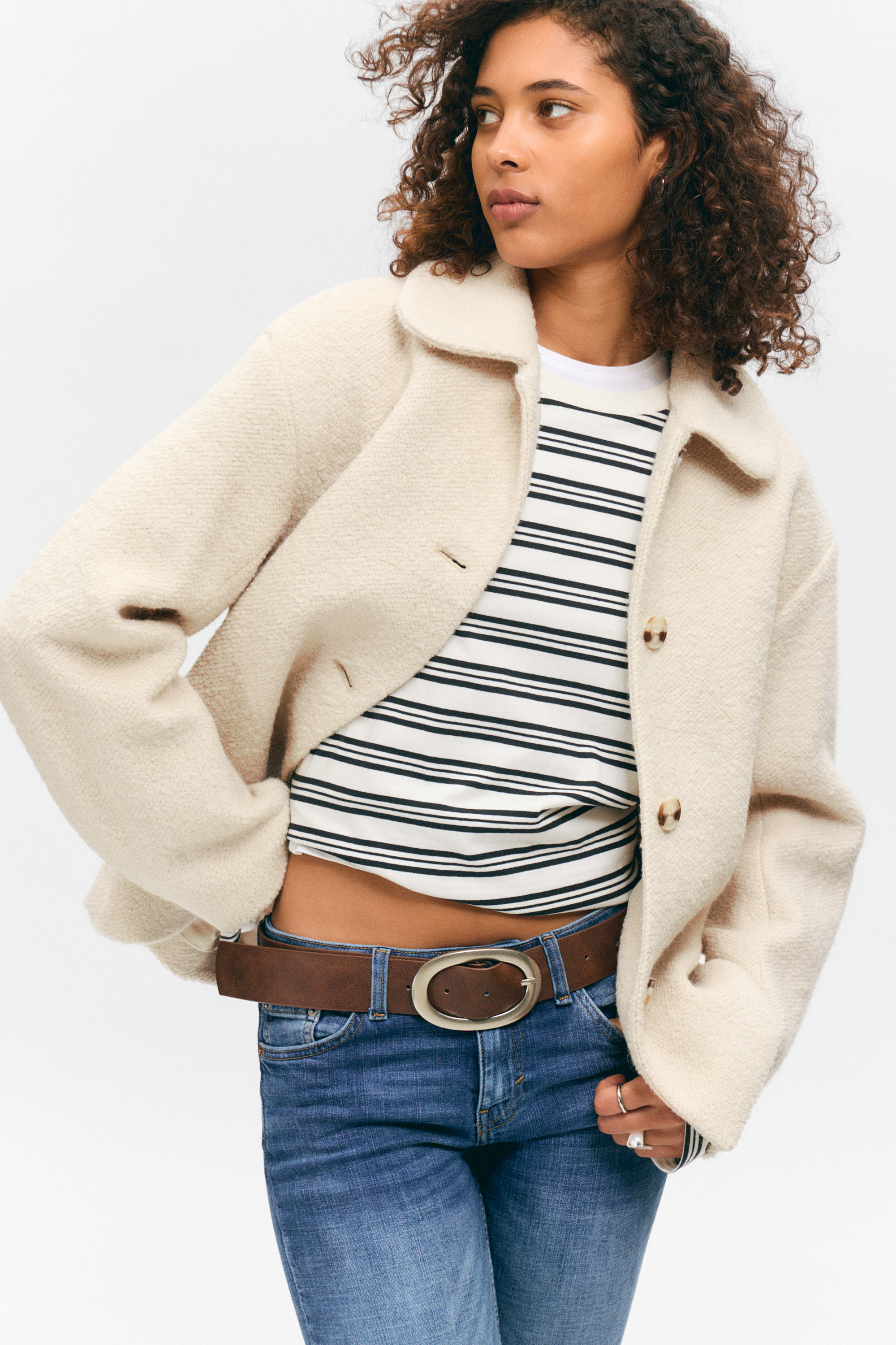 BOXY BUTTON-UP WOOL-BLEND JACKET - XNAUWBI