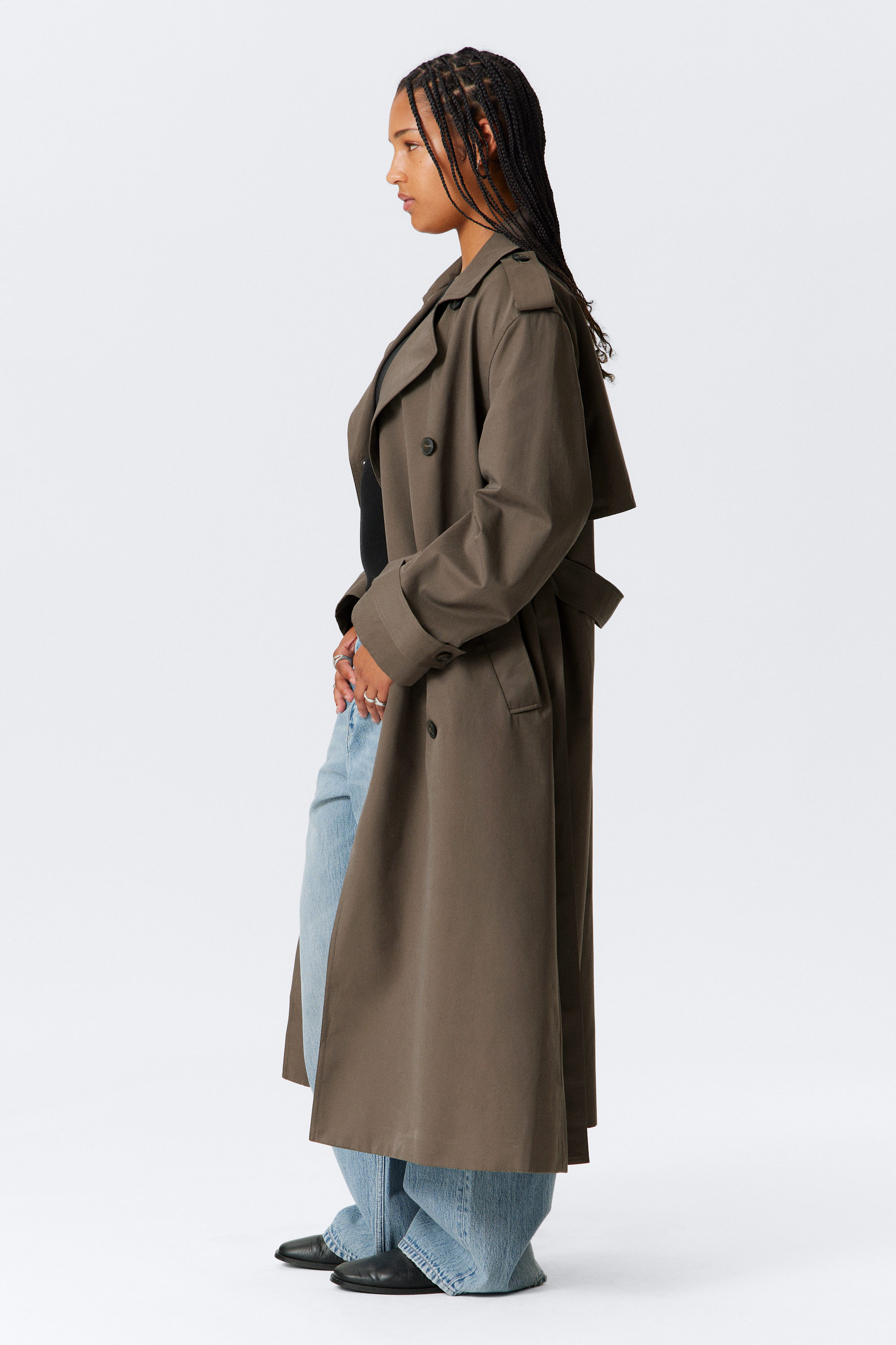 OVERSIZED DOUBLE-BREASTED CANVAS TRENCH COAT - XNAUWBI