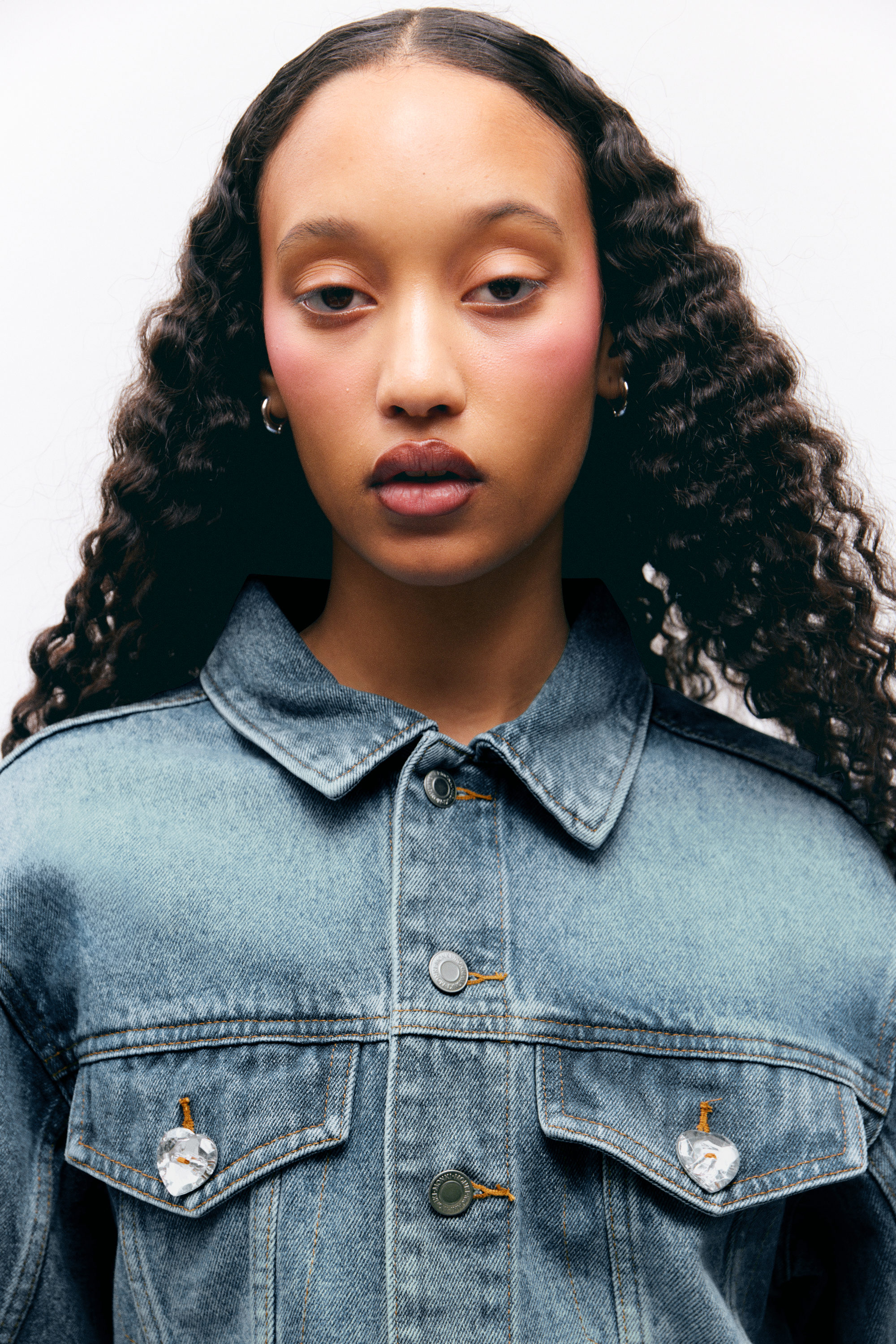 CROPPED OVERSIZED BARREL-SLEEVED DENIM JACKET - XNAUWBI