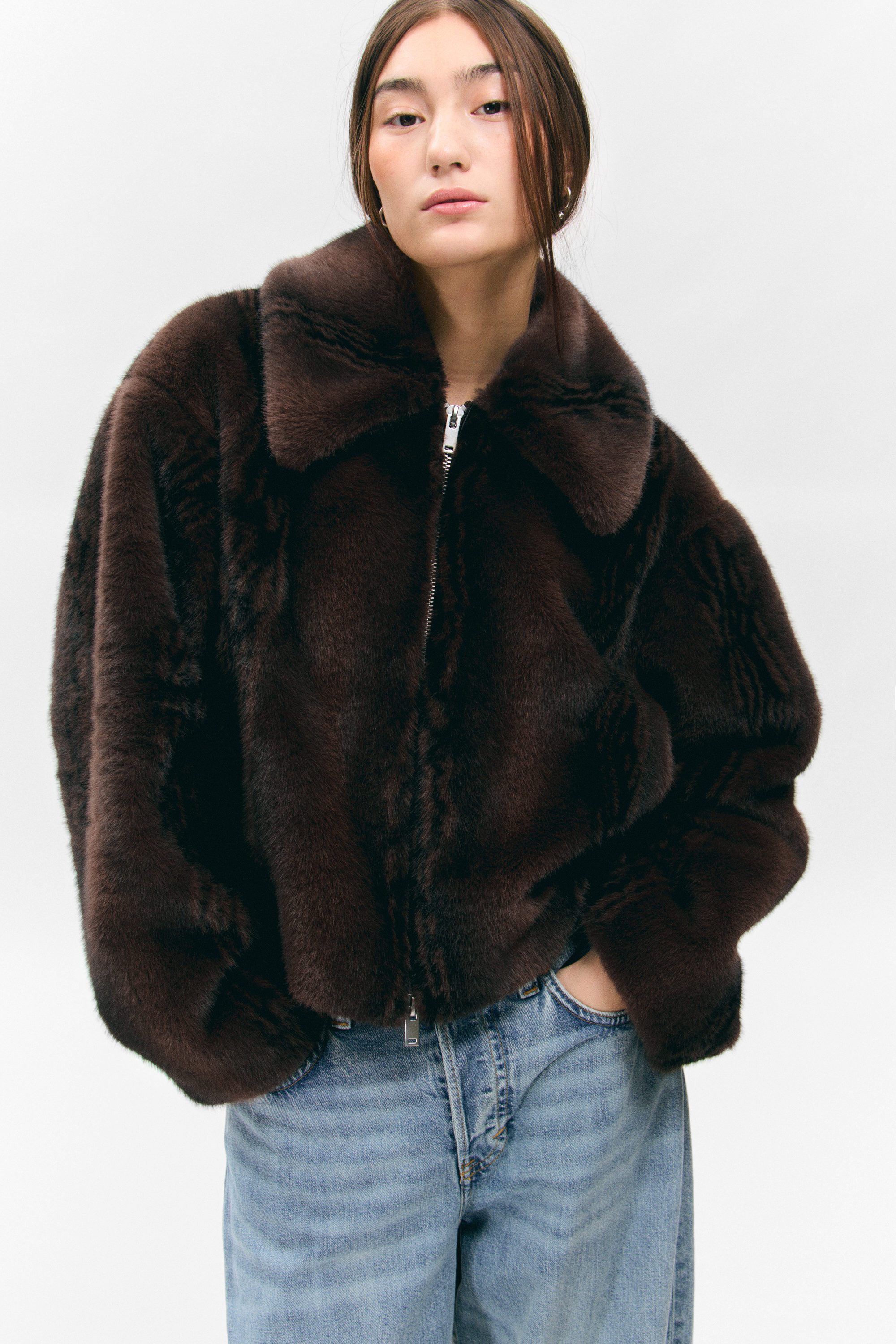 FAUX FUR ZIP JACKET - XNAUWBI