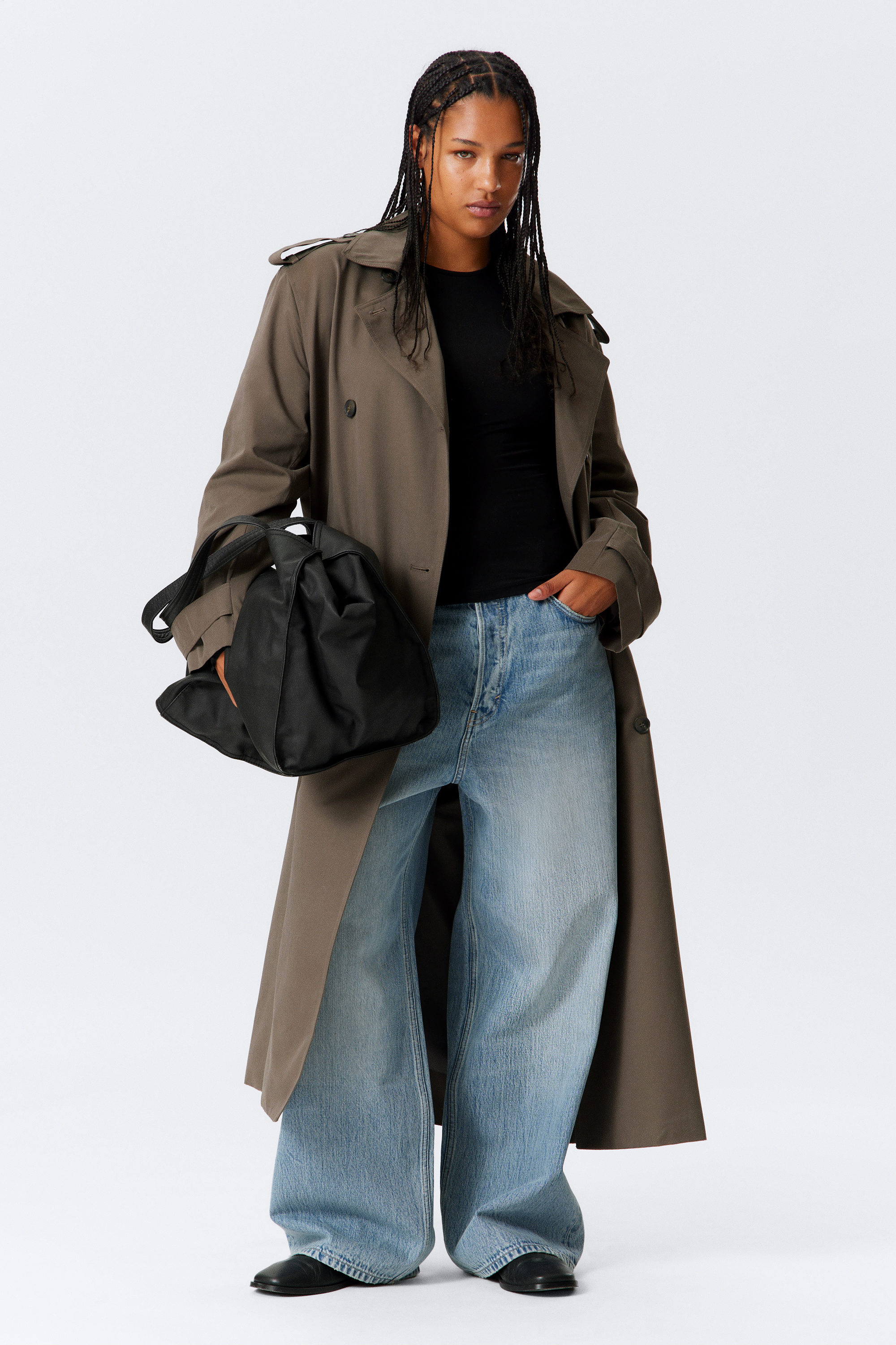 OVERSIZED DOUBLE-BREASTED CANVAS TRENCH COAT - XNAUWBI