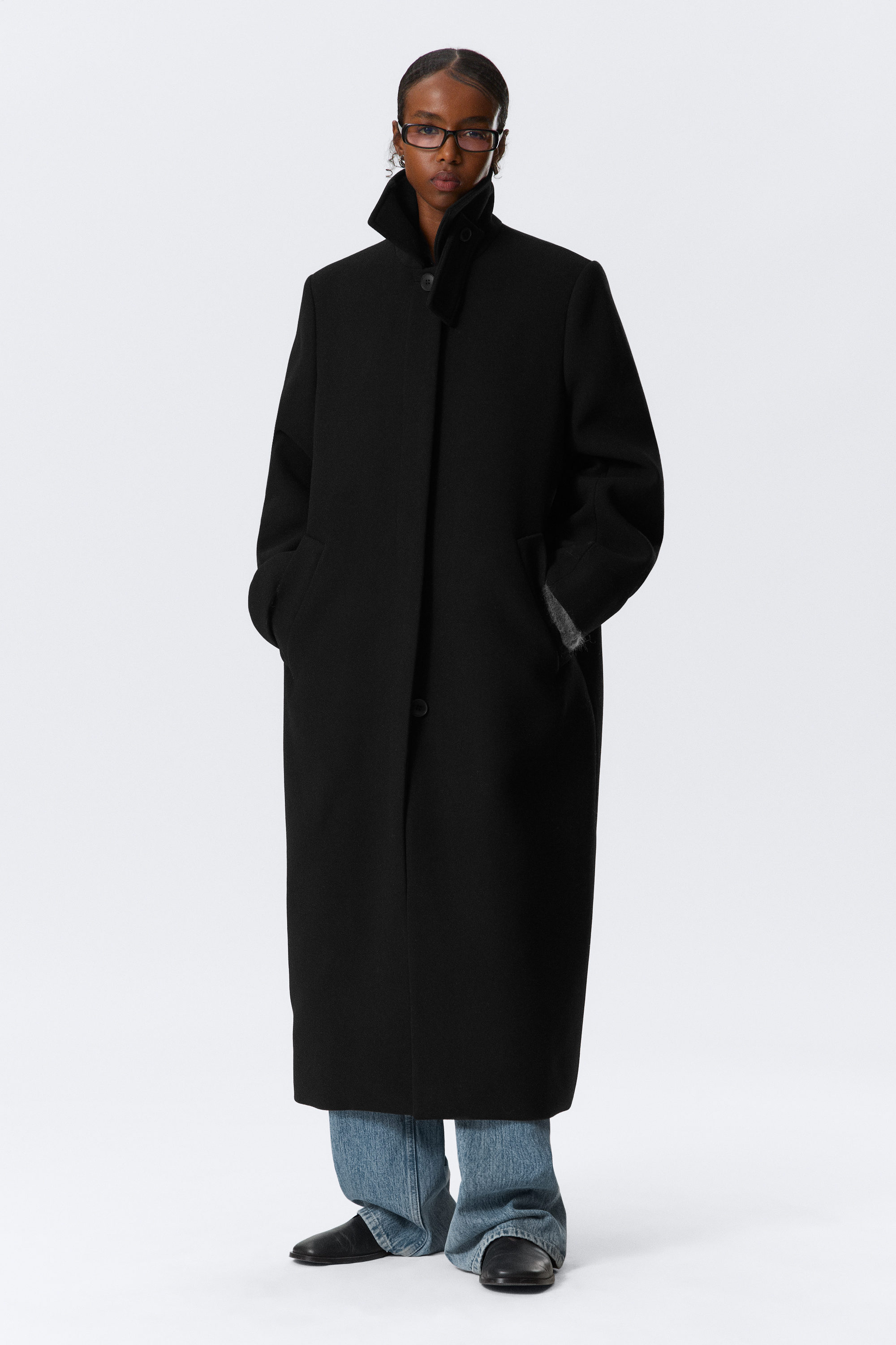 LONG OVERSIZED WOOL-BLEND COAT - XNAUWBI