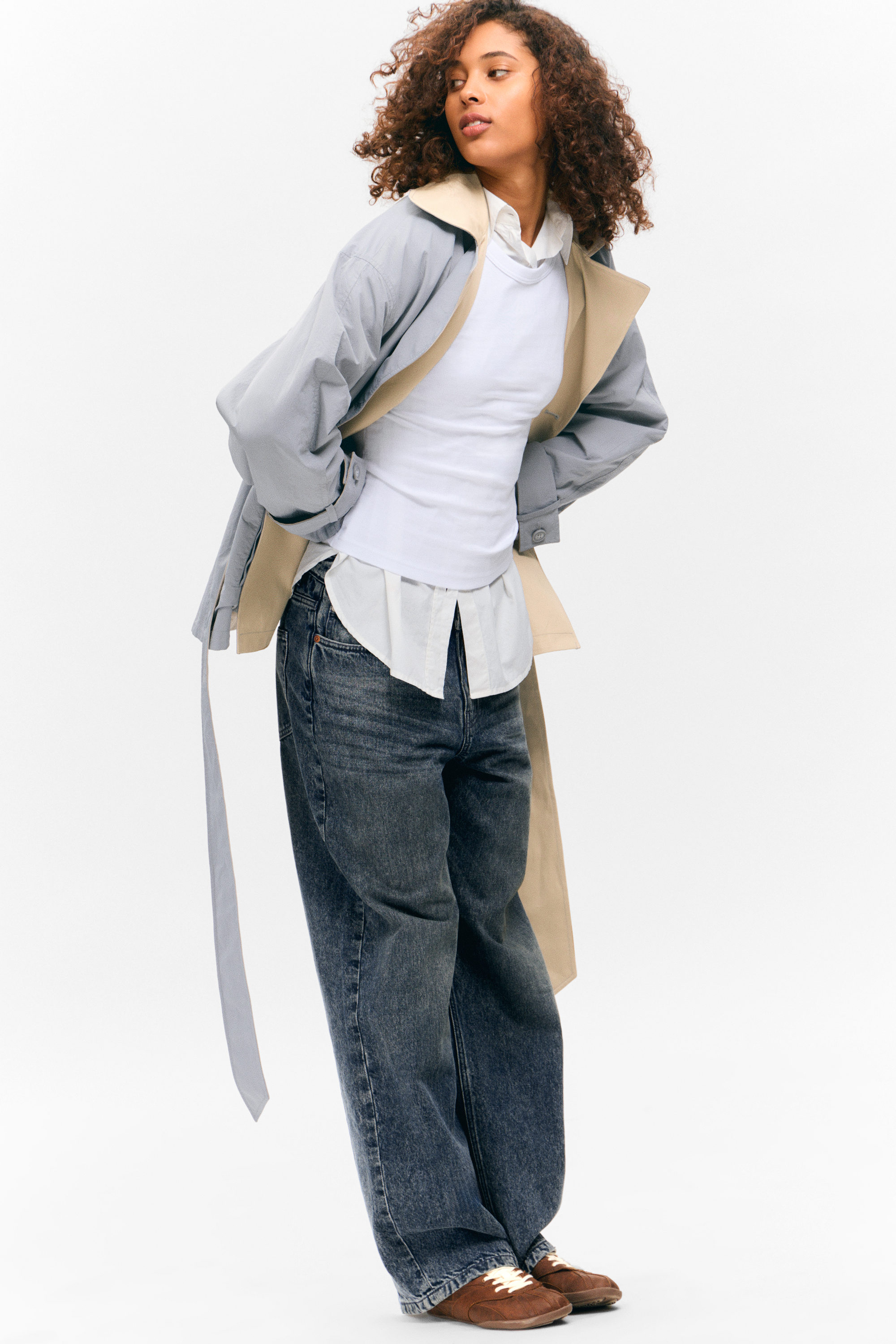 SHORT DOUBLE-BREASTED REVERSIBLE TRENCH COAT - XNAUWBI