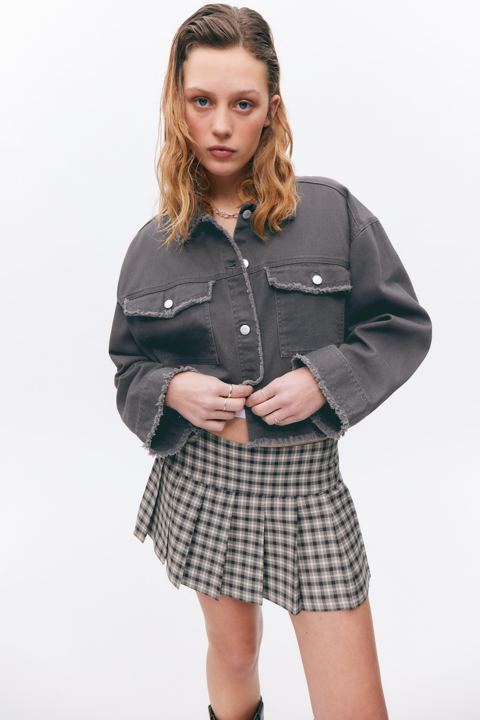 CROPPED BOXY TWILL JACKET - XNAUWBI
