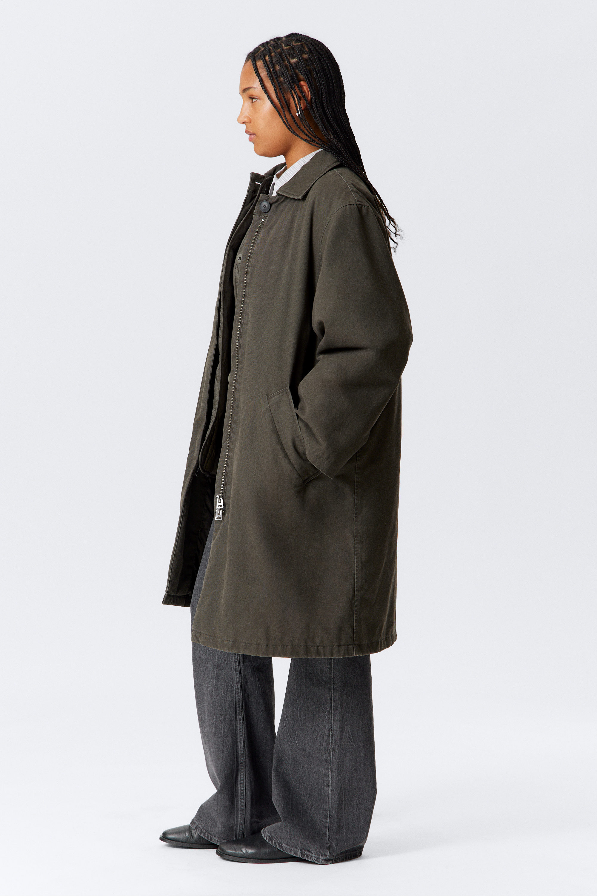 LOOSE FIT CANVAS CAR COAT - XNAUWBI