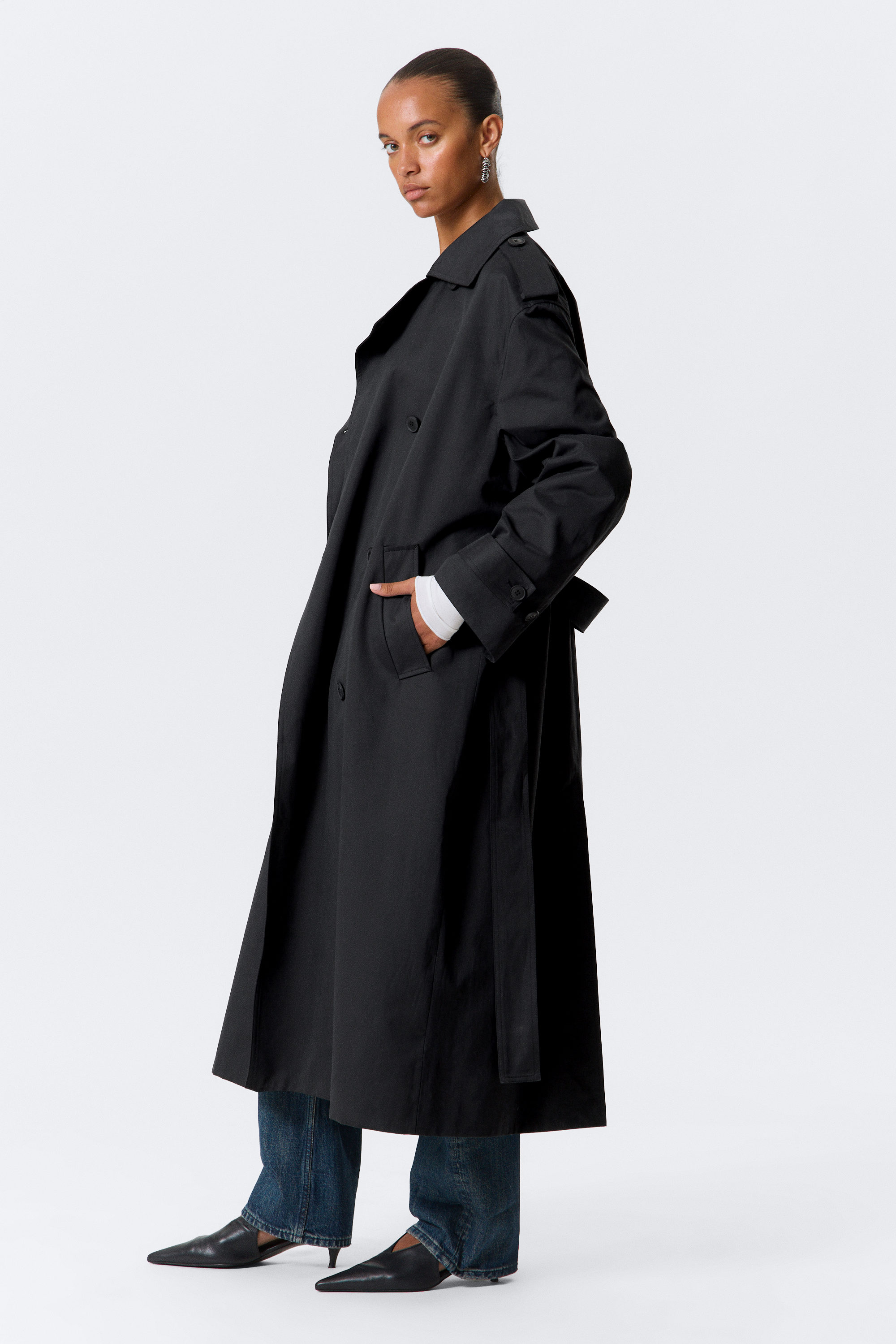 OVERSIZED DOUBLE-BREASTED CANVAS TRENCH COAT - XNAUWBI