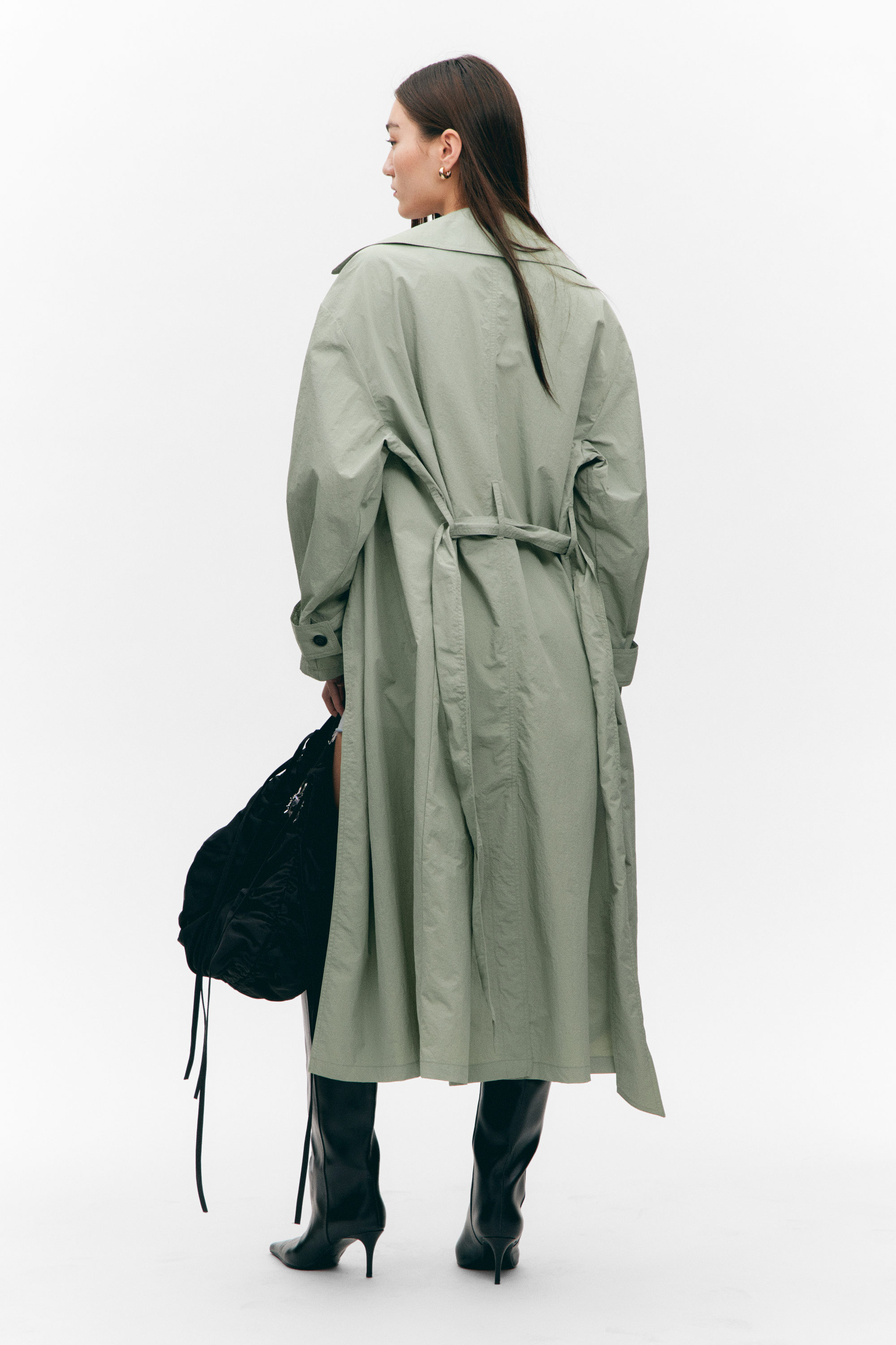 OVERSIZED BELTED NYLON TRENCH COAT - XNAUWBI