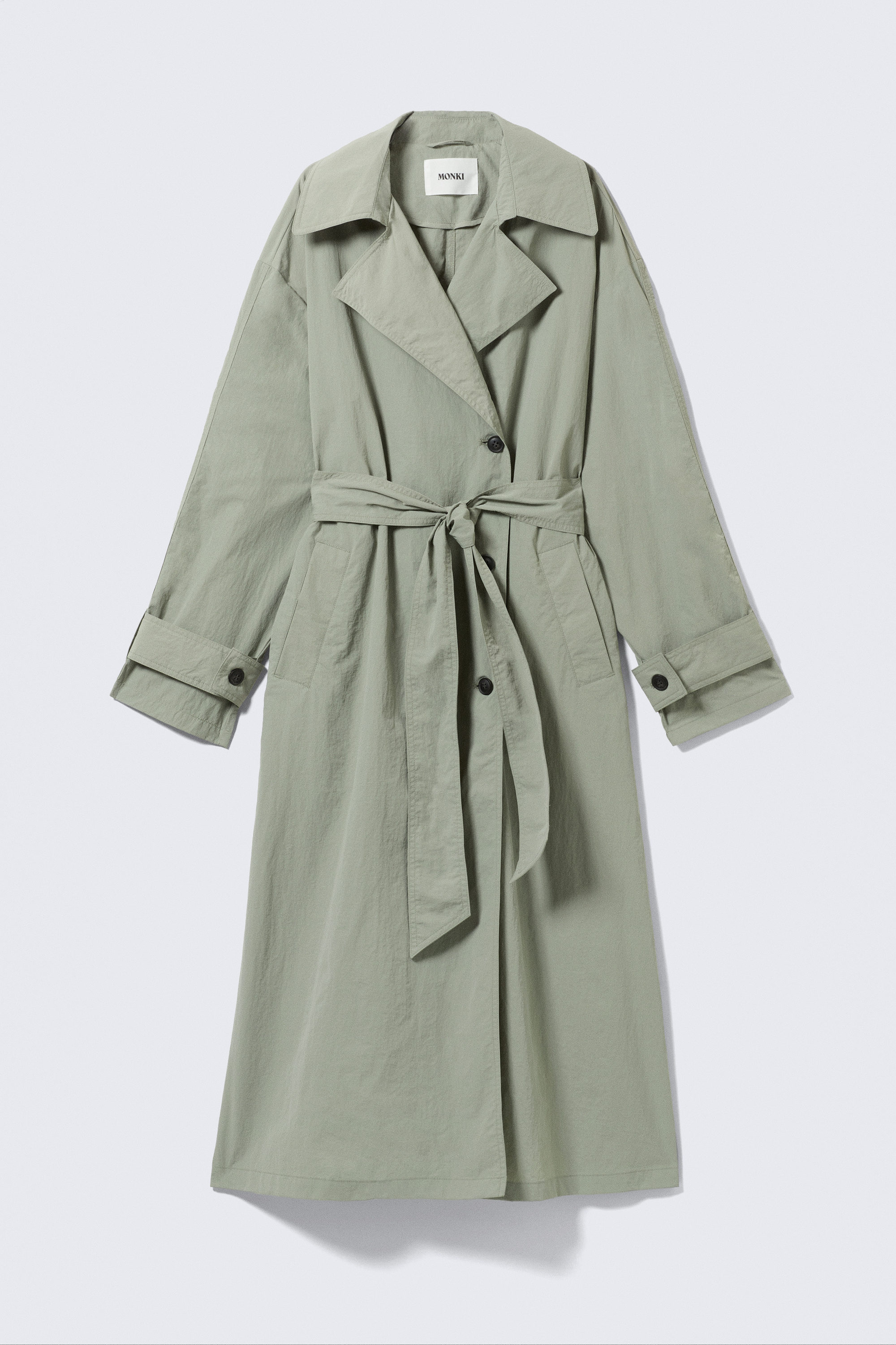OVERSIZED BELTED NYLON TRENCH COAT - XNAUWBI