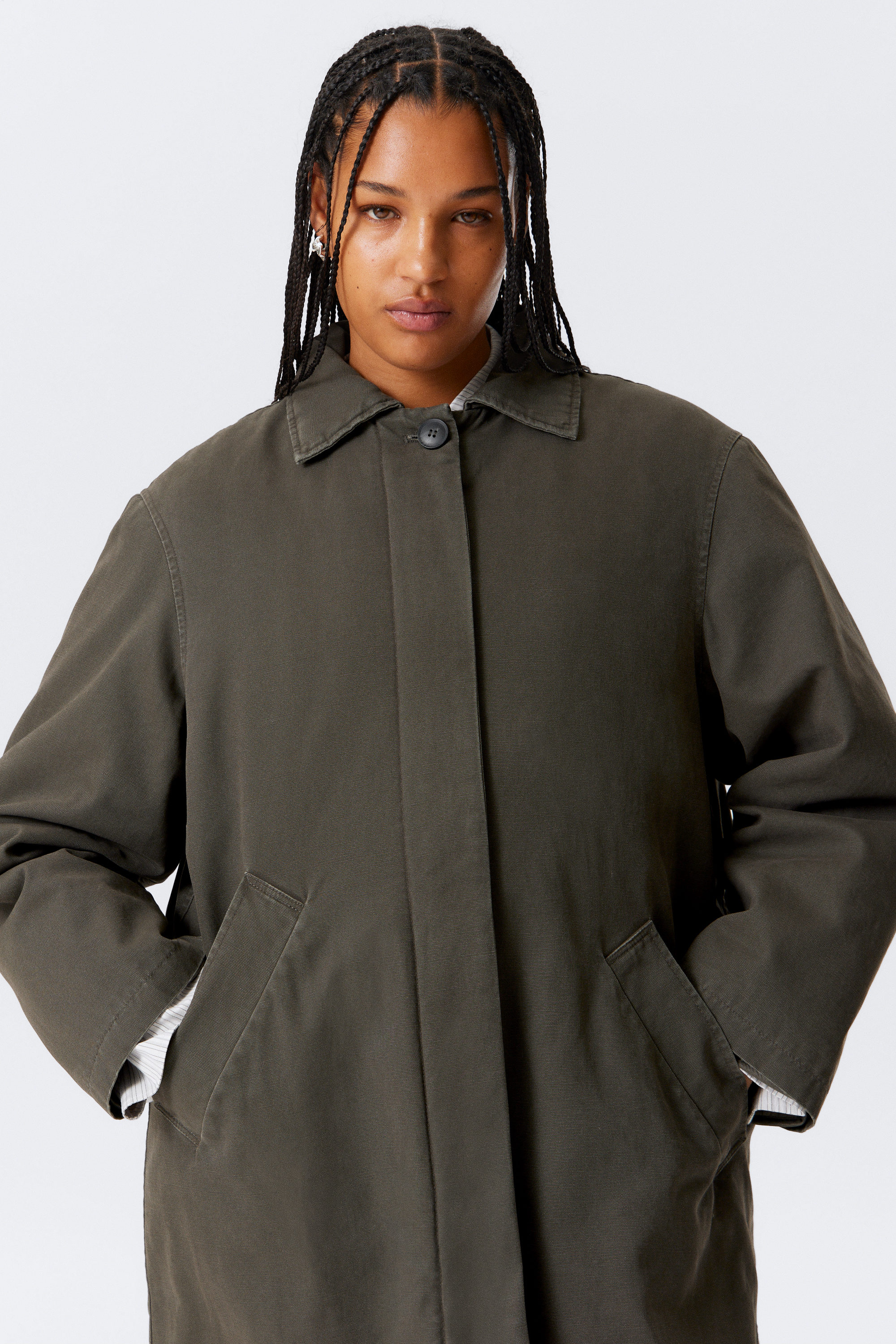 LOOSE FIT CANVAS CAR COAT - XNAUWBI