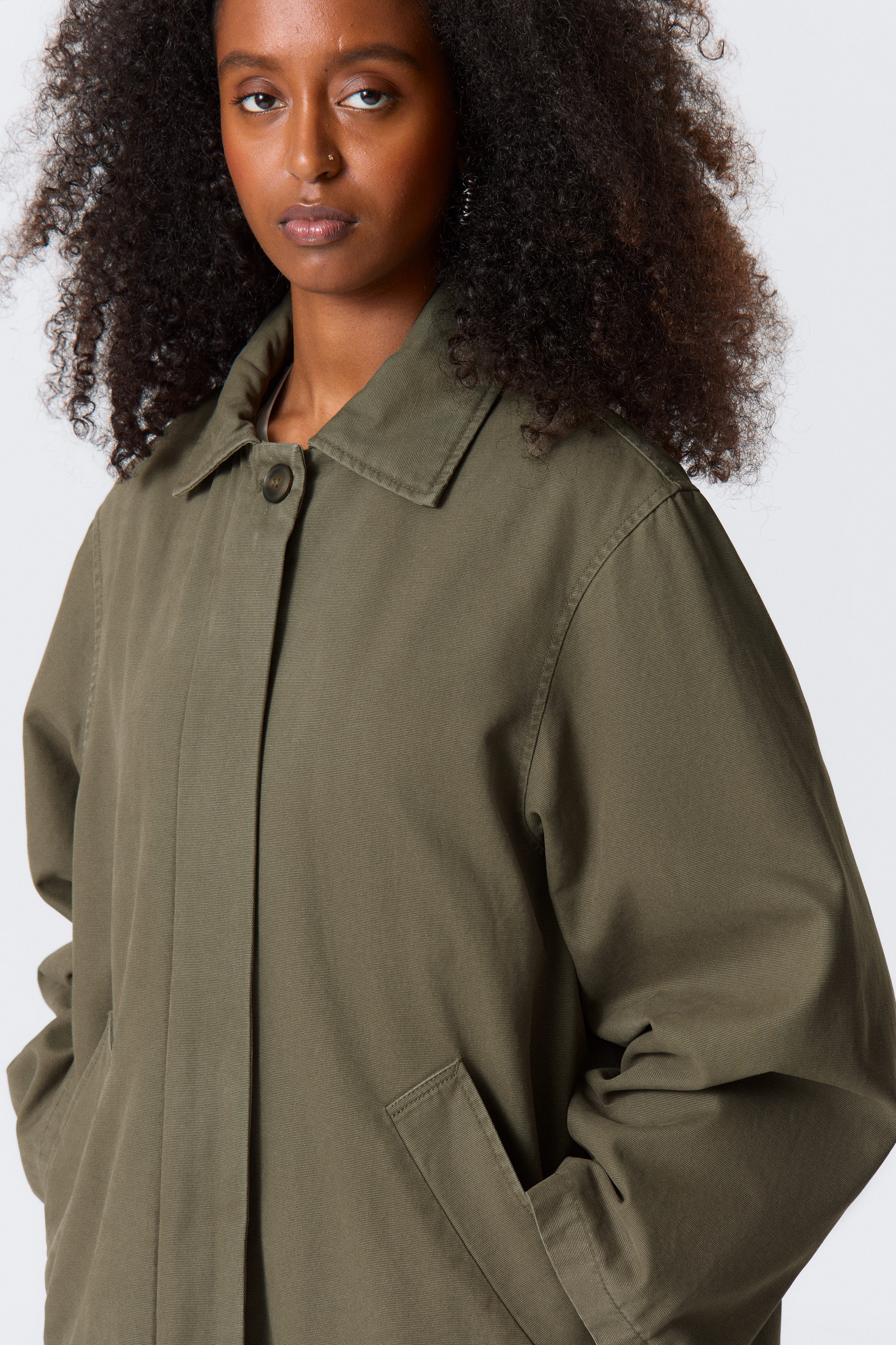 LOOSE FIT CANVAS CAR COAT - XNAUWBI