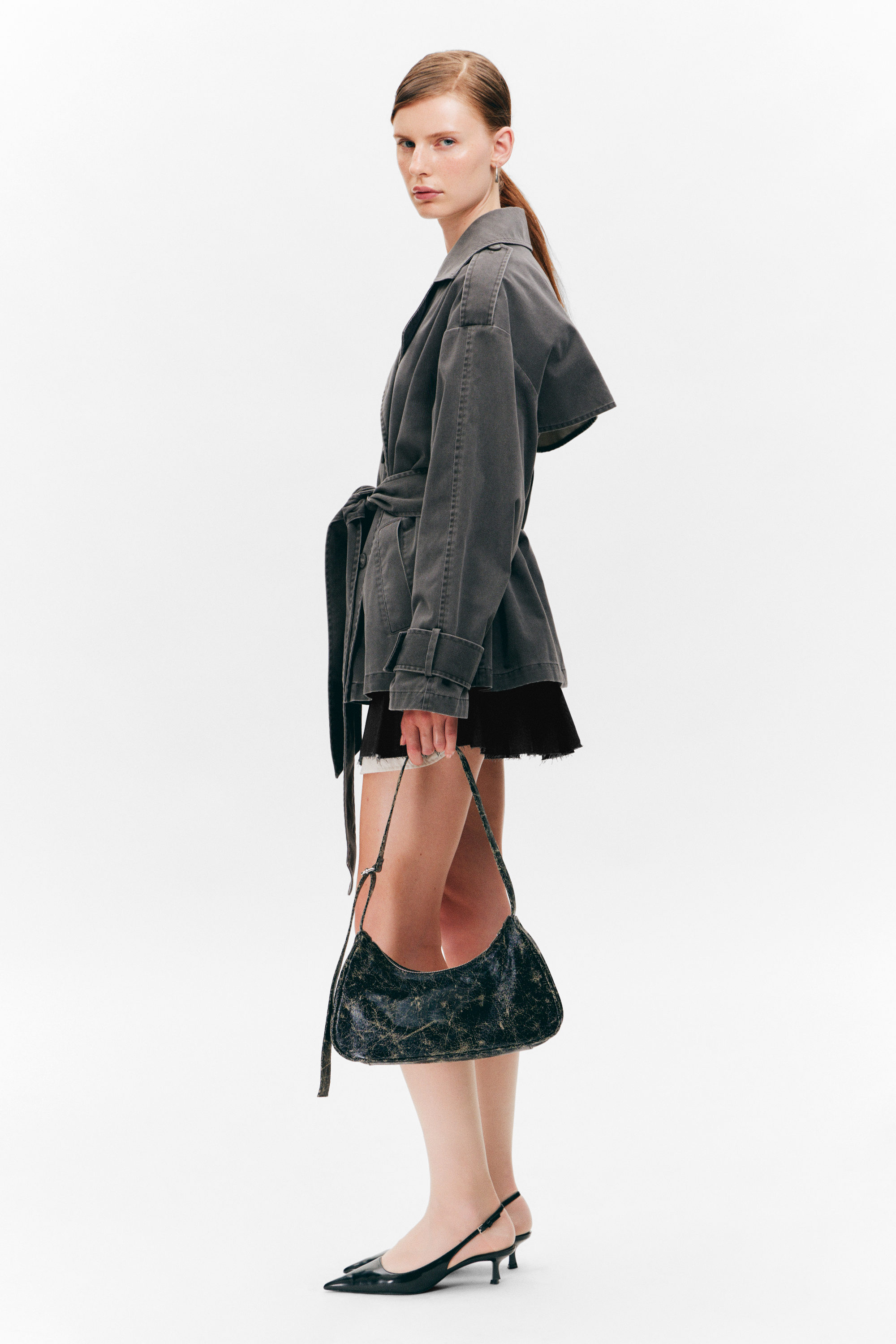 SHORT DOUBLE-BREASTED WASHED TRENCH COAT - XNAUWBI